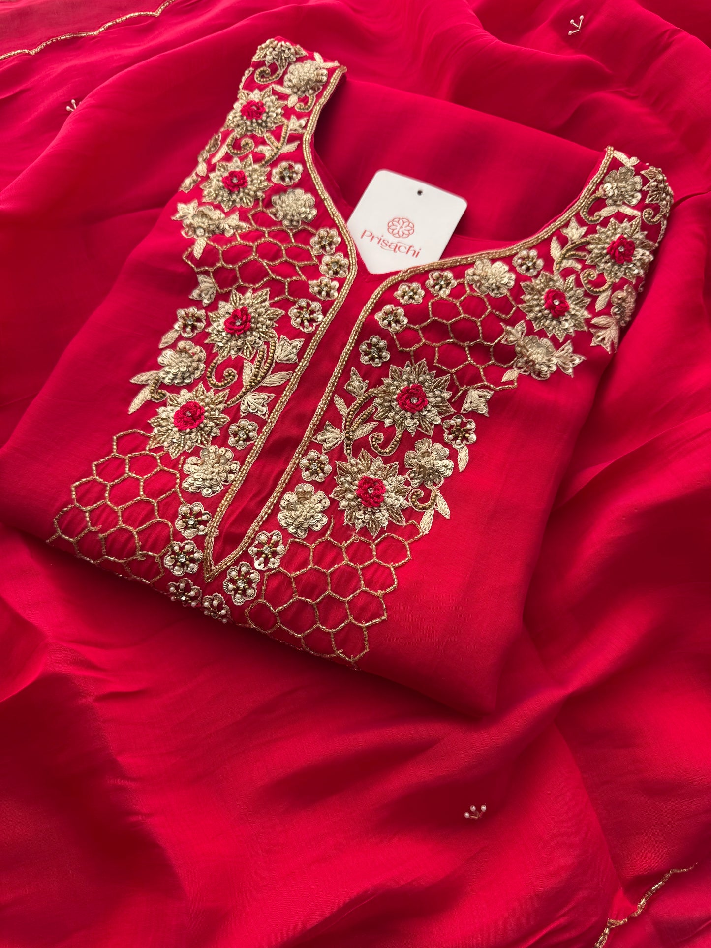 Designer Zardozi Embroidered Kurta Set for Women with Pants & Dupatta | Traditional Ethnic Wear