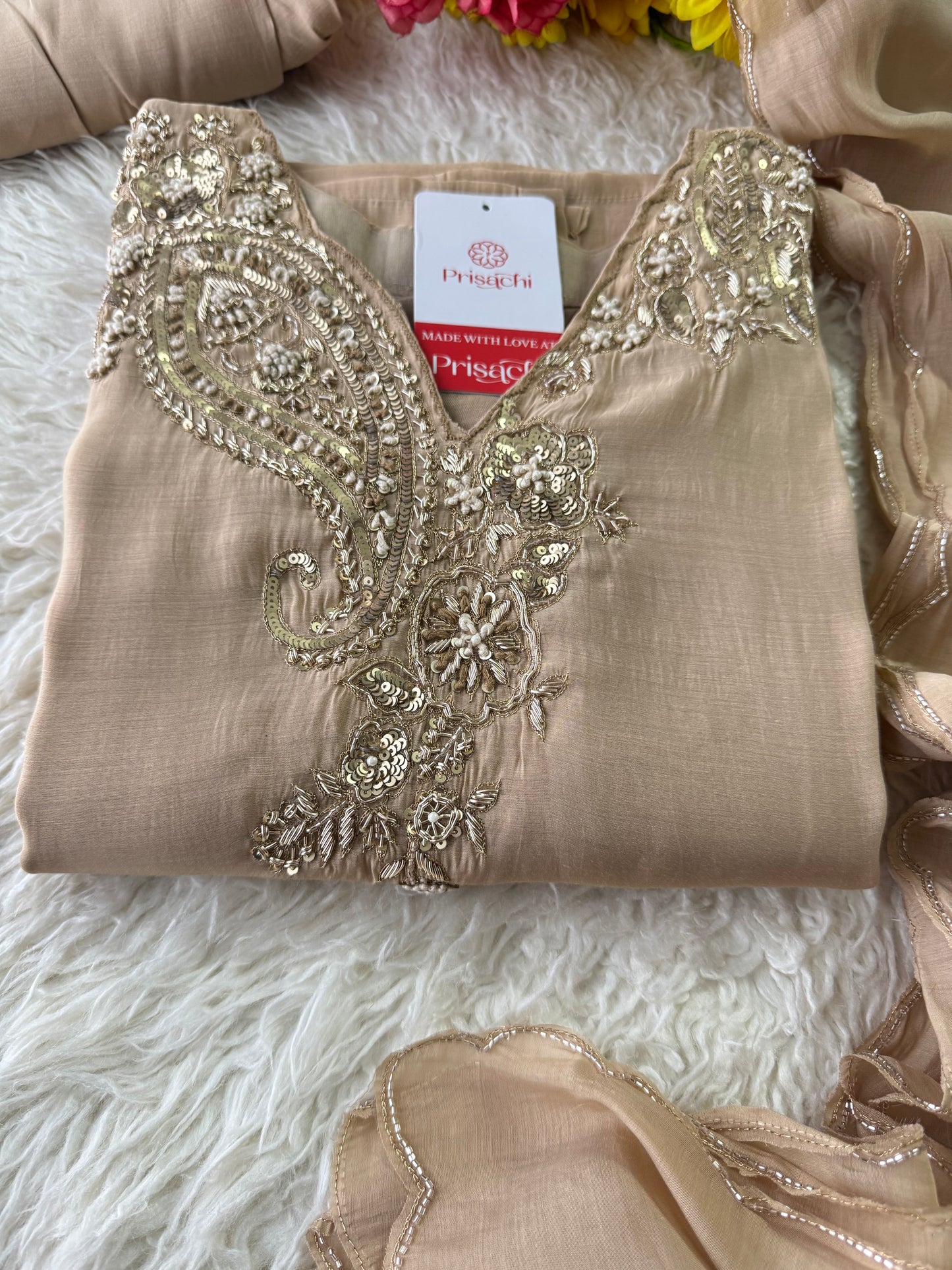 Prisachi Designer Embroidered kurta set with pant with dupatta