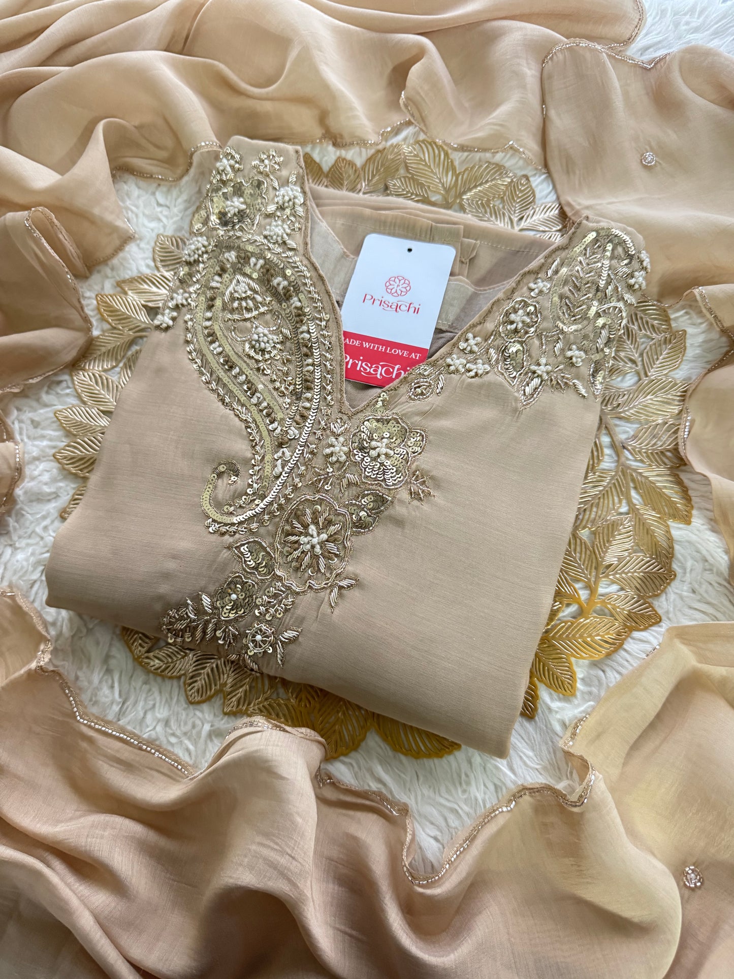 Prisachi Designer Embroidered kurta set with pant with dupatta