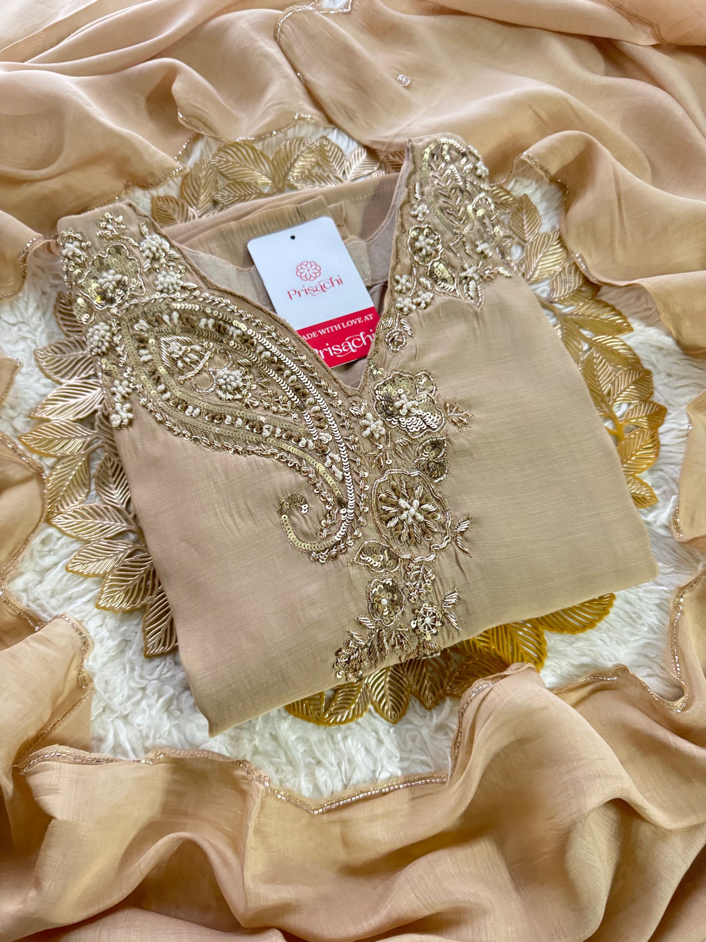 Prisachi Designer Embroidered kurta set with pant with dupatta