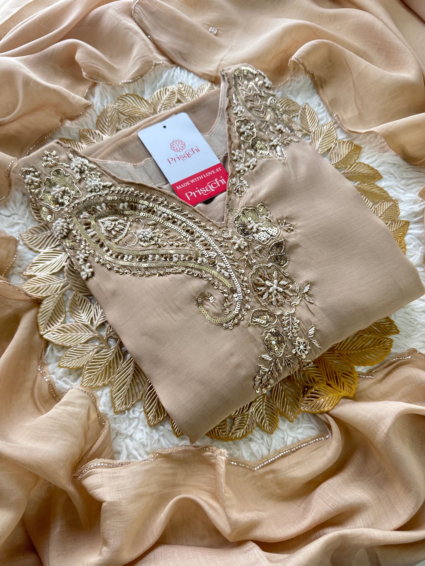 Prisachi Designer Embroidered kurta set with pant with dupatta