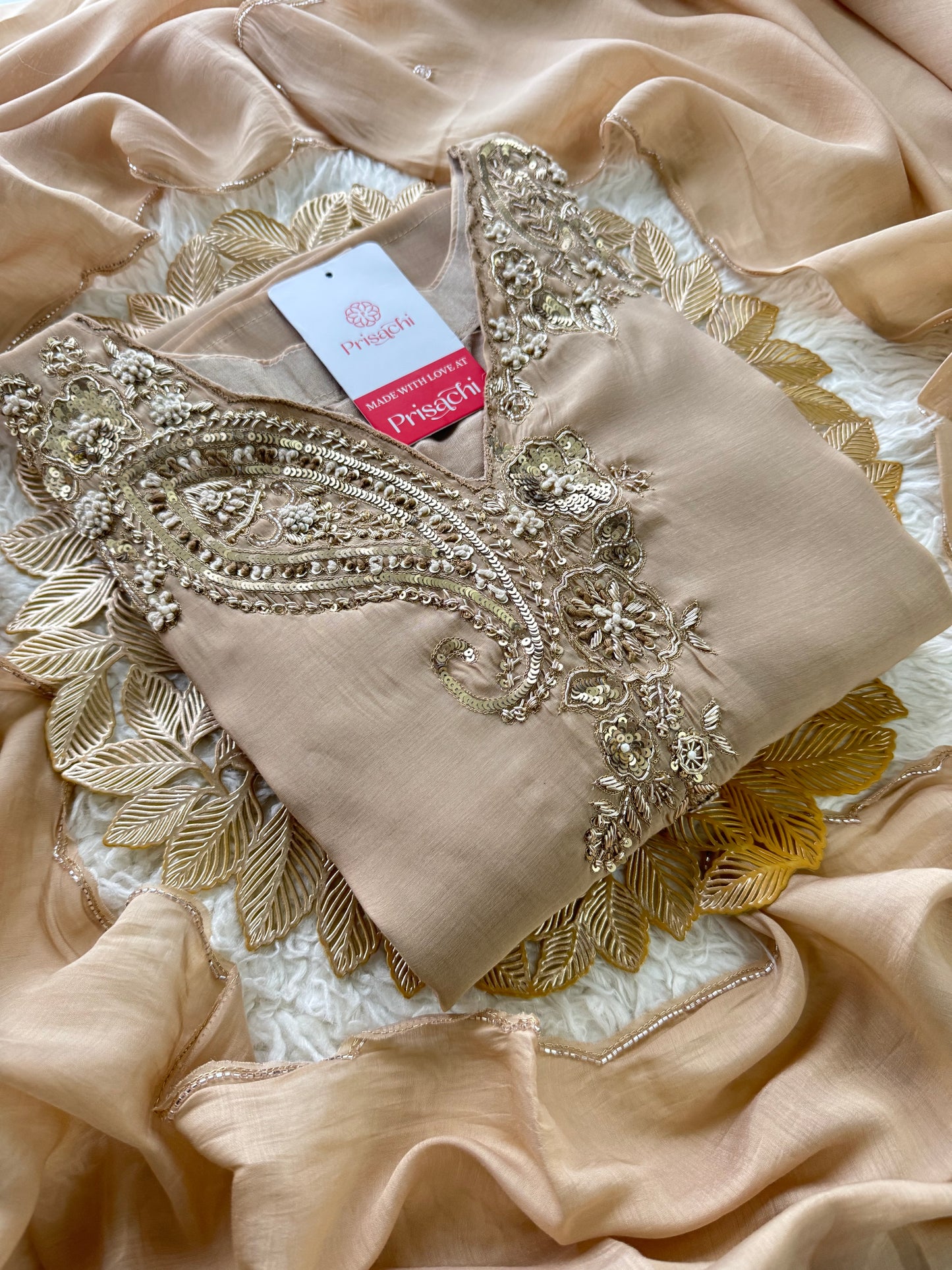 Prisachi Designer Embroidered kurta set with pant with dupatta