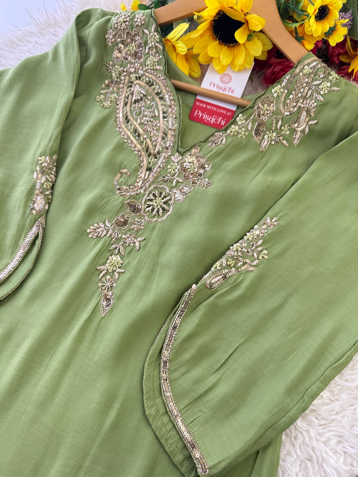 Prisachi Designer Embroidered kurta set with pant with dupatta