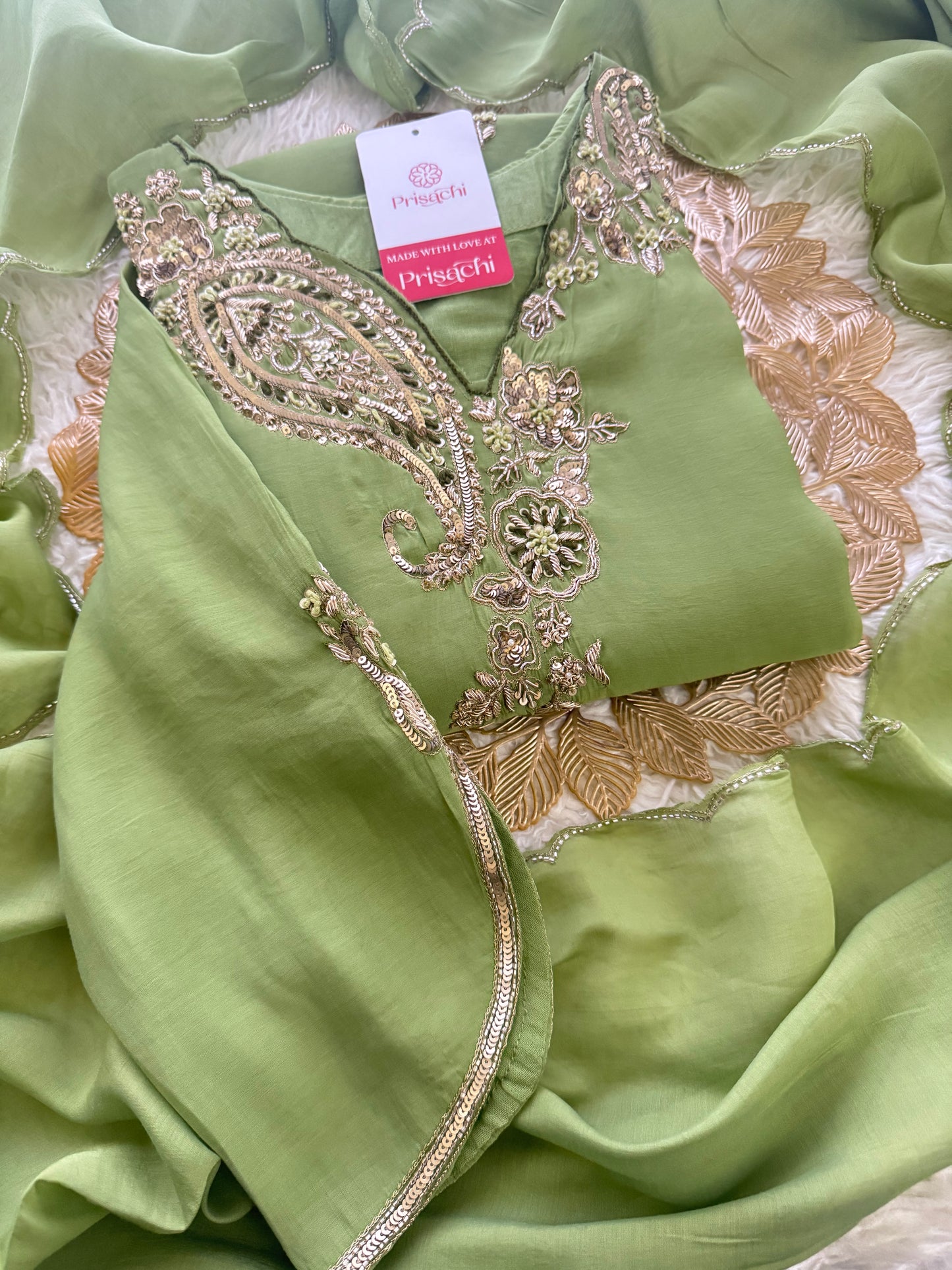 Prisachi Designer Embroidered kurta set with pant with dupatta