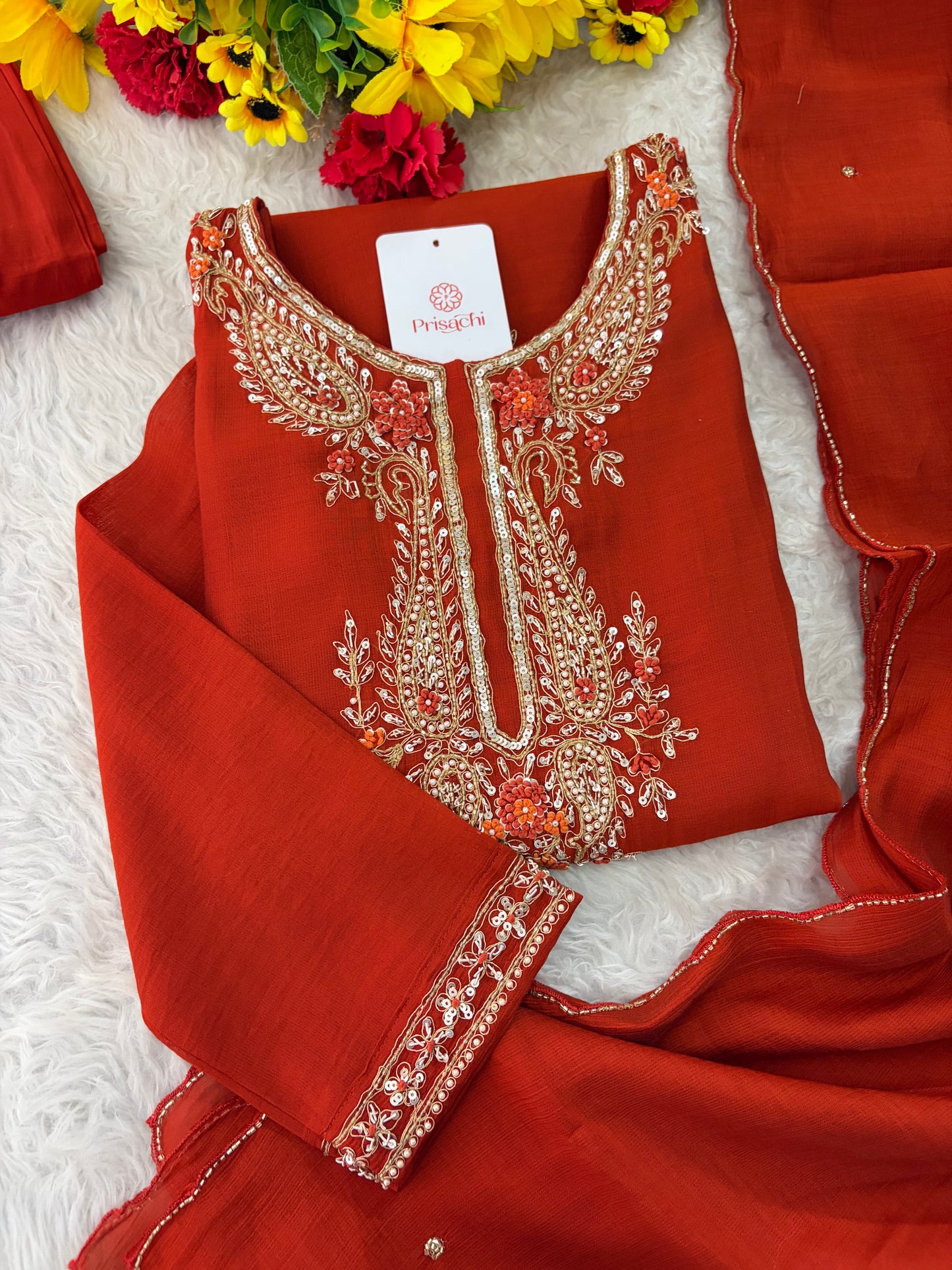 Designer Embroidered Ethnic Kurta Set for Women with Pants & Dupatta | Festive Traditional Wear