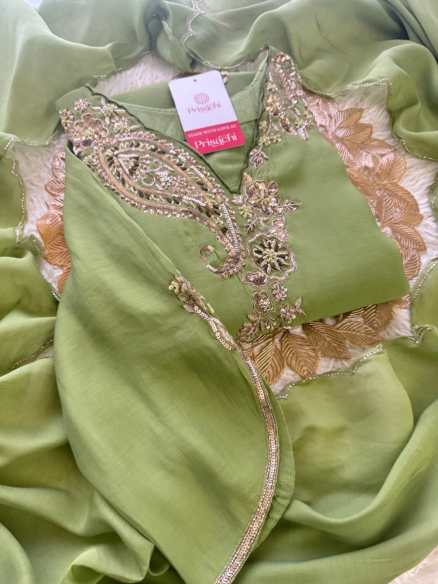 Prisachi Designer Embroidered kurta set with pant with dupatta