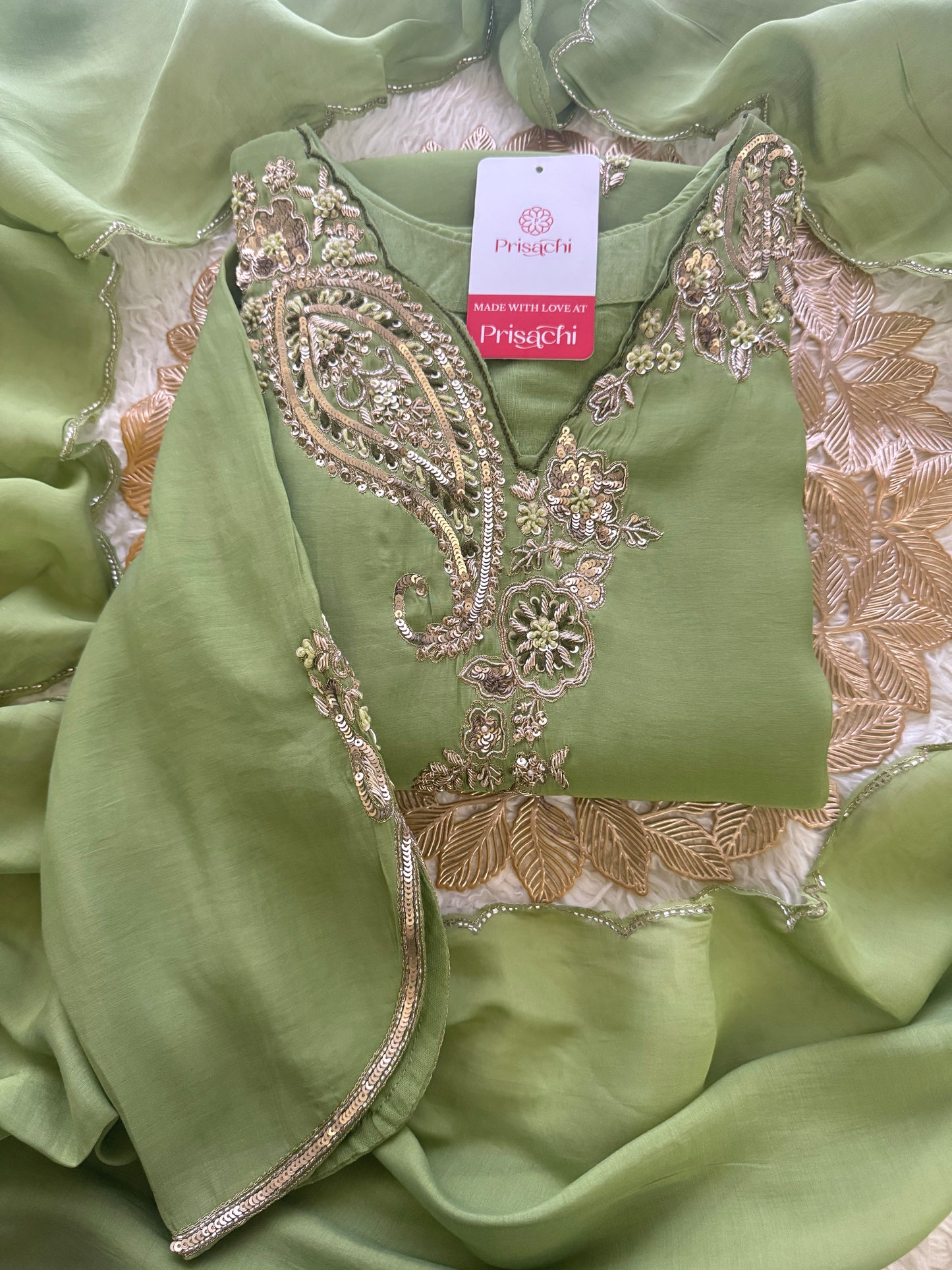 Prisachi Designer Embroidered kurta set with pant with dupatta