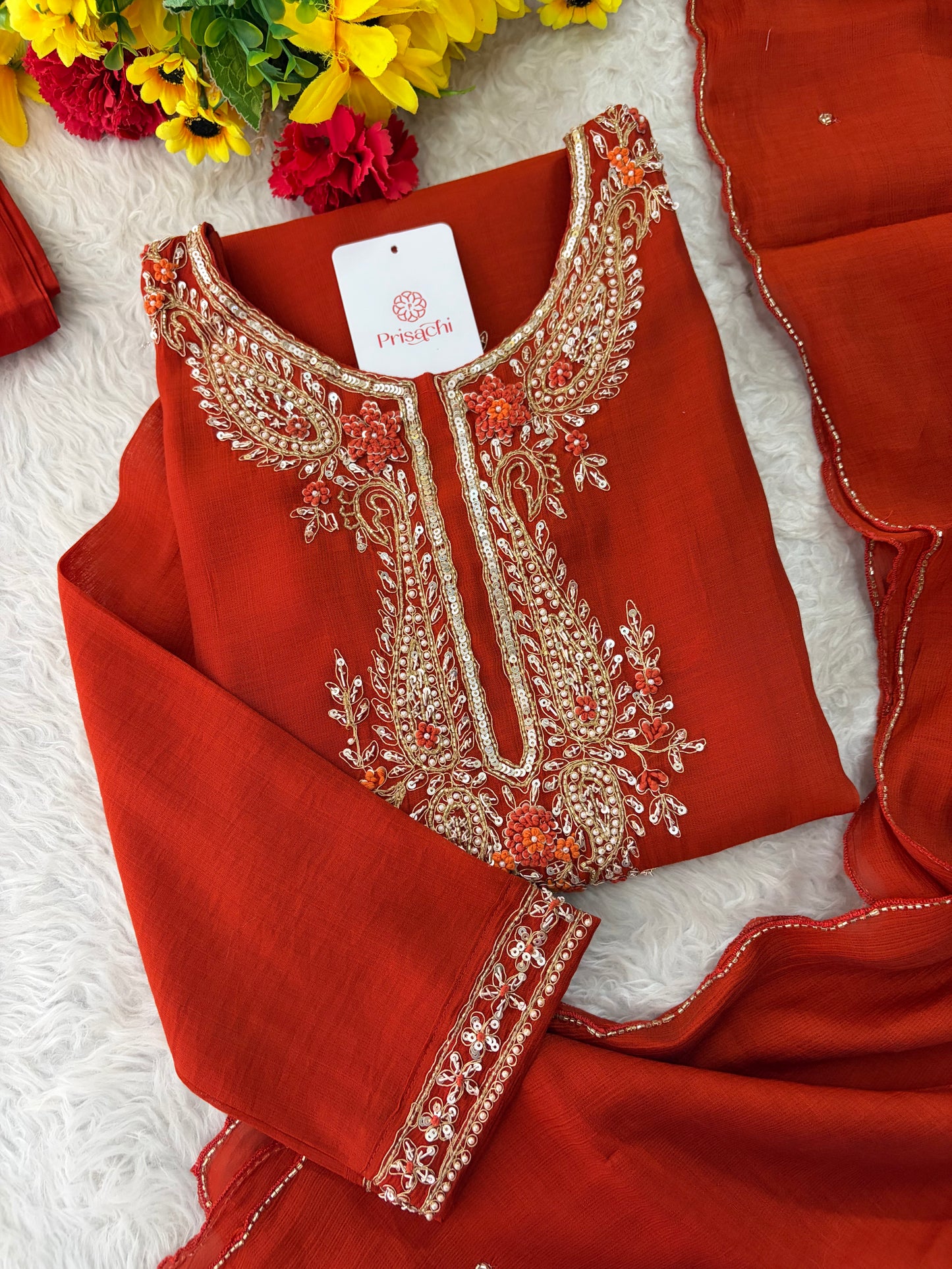Designer Embroidered Ethnic Kurta Set for Women with Pants & Dupatta | Festive Traditional Wear