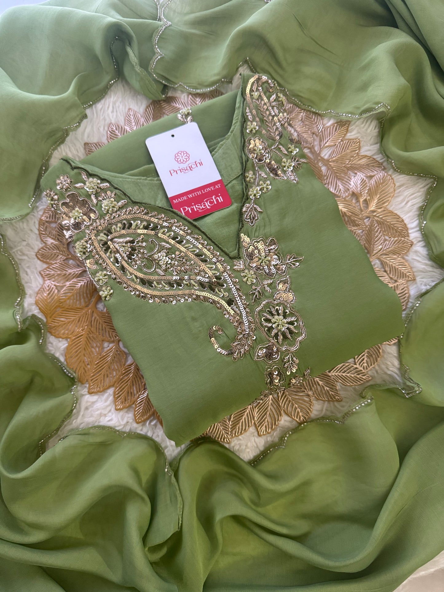 Prisachi Designer Embroidered kurta set with pant with dupatta