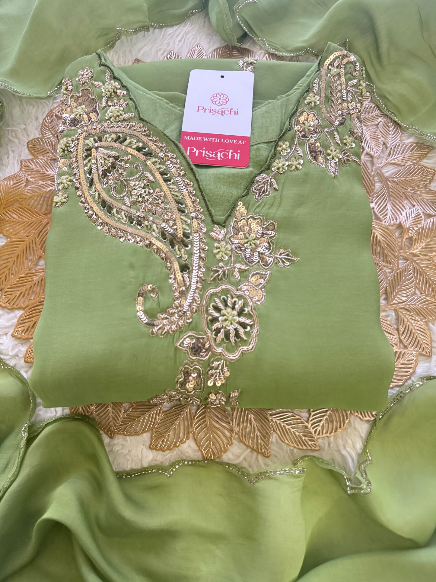 Prisachi Designer Embroidered kurta set with pant with dupatta