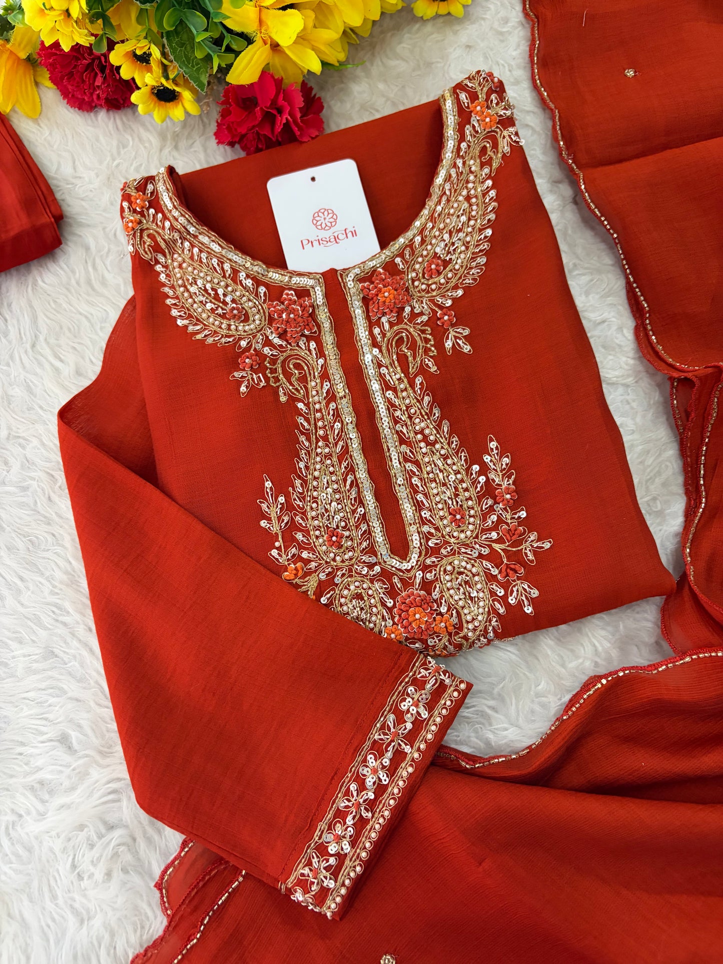 Designer Embroidered Ethnic Kurta Set for Women with Pants & Dupatta | Festive Traditional Wear