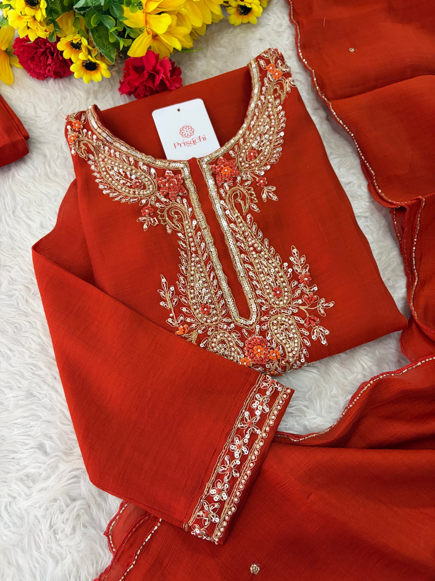 Designer Embroidered Ethnic Kurta Set for Women with Pants & Dupatta | Festive Traditional Wear