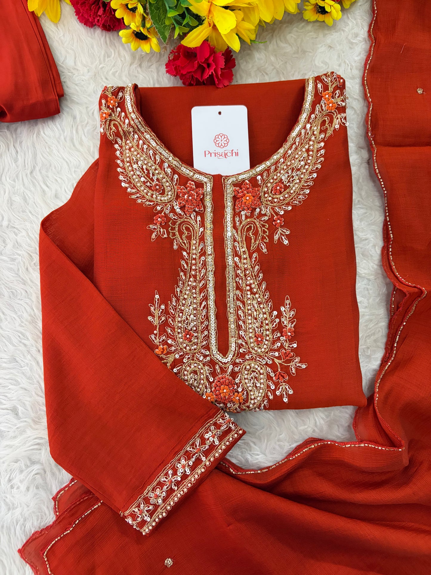 Designer Embroidered Ethnic Kurta Set for Women with Pants & Dupatta | Festive Traditional Wear