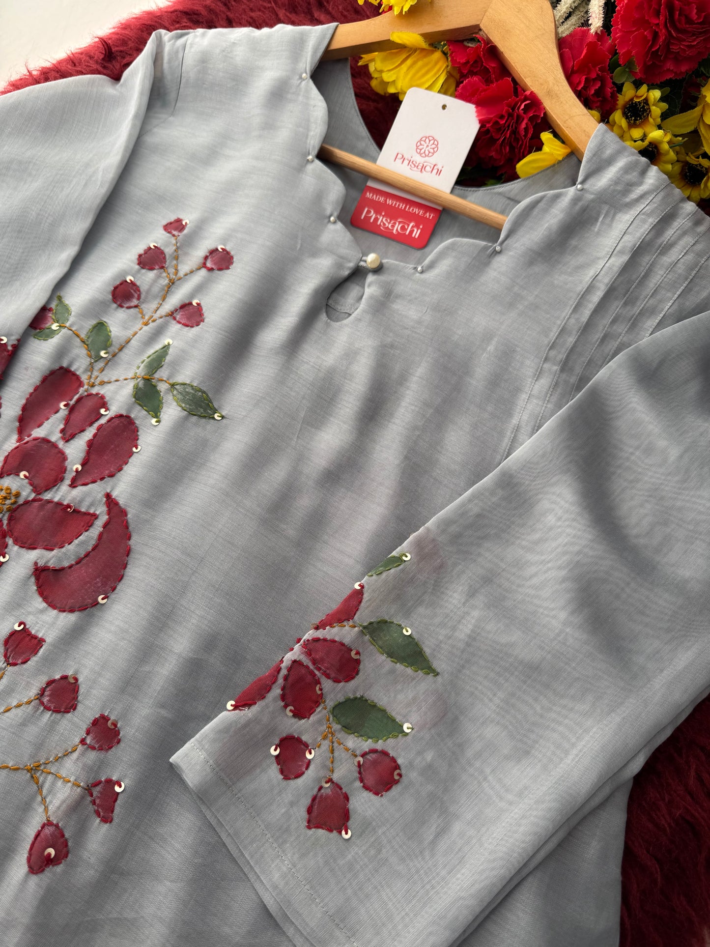 Designer Thread Embroidered A-Line Ethnic Kurta Set with Dupatta & Pant