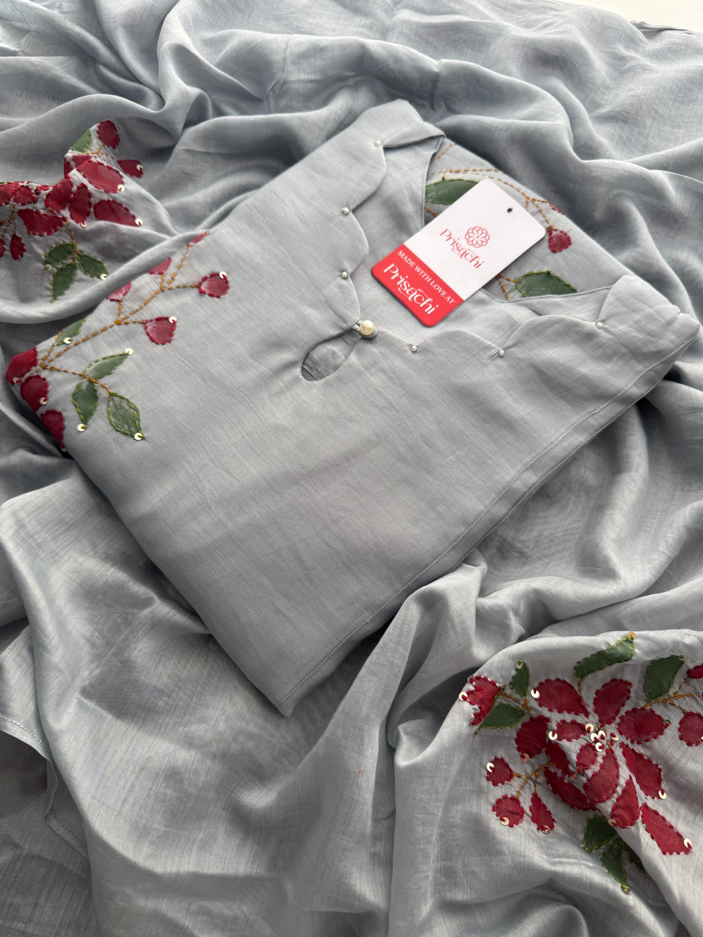 Designer Thread Embroidered A-Line Ethnic Kurta Set with Dupatta & Pant