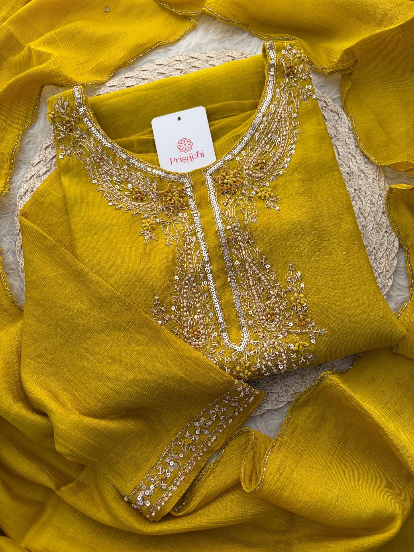 Yellow Embroidered Ethnic Kurta Set for Women with Pants & Dupatta | Party & Traditional Wear