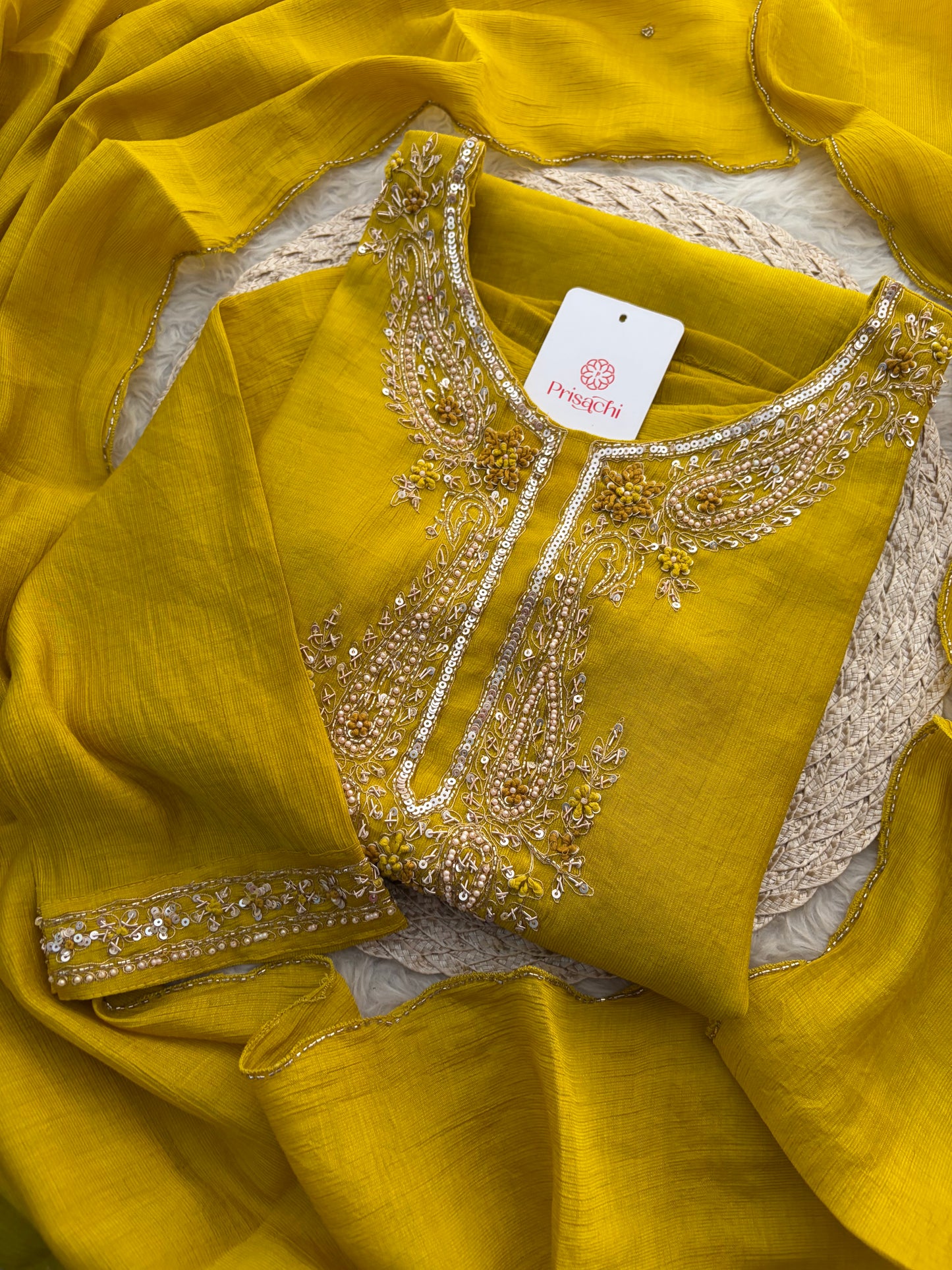 Yellow Embroidered Ethnic Kurta Set for Women with Pants & Dupatta | Party & Traditional Wear
