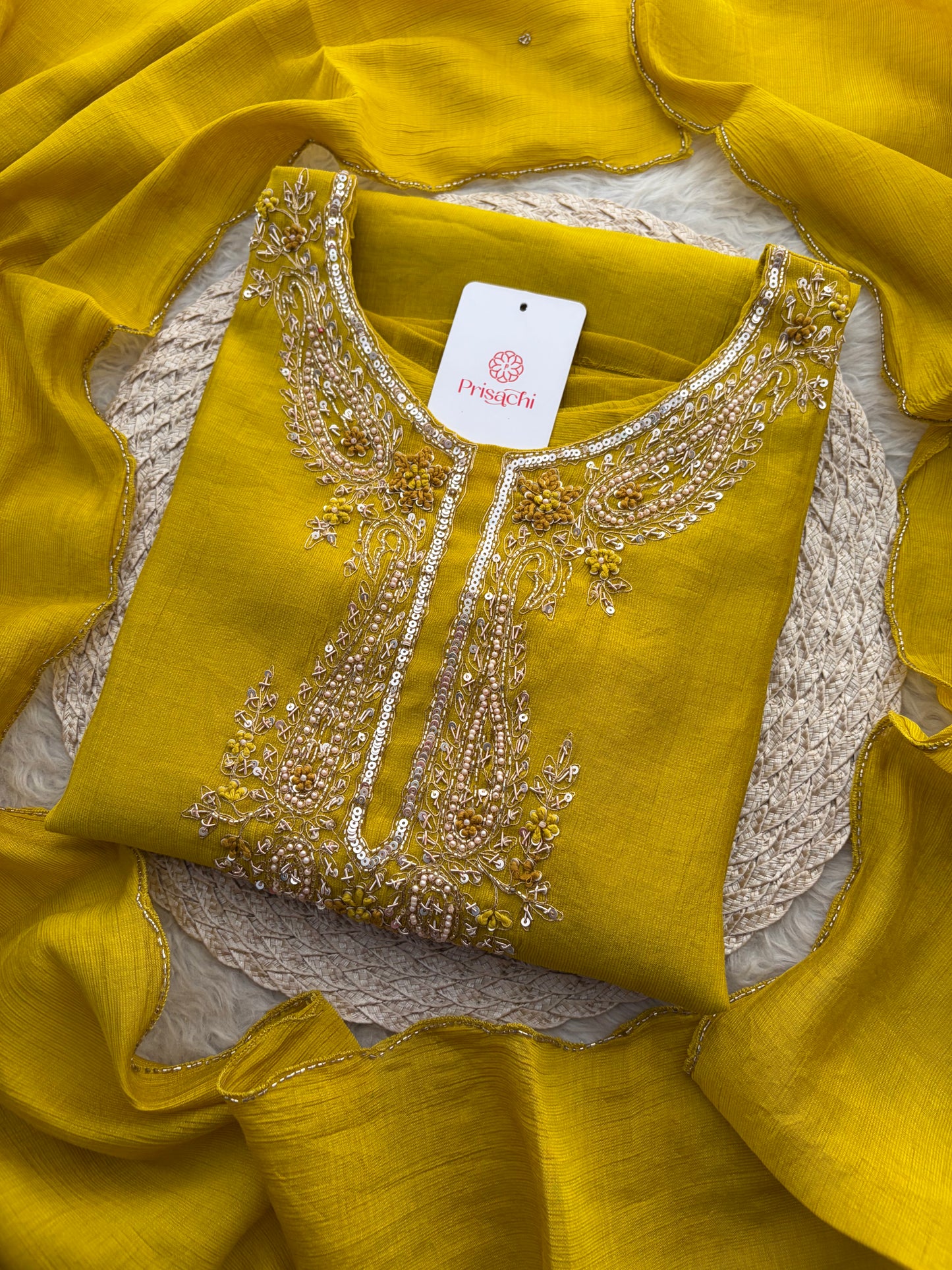 Yellow Embroidered Ethnic Kurta Set for Women with Pants & Dupatta | Party & Traditional Wear