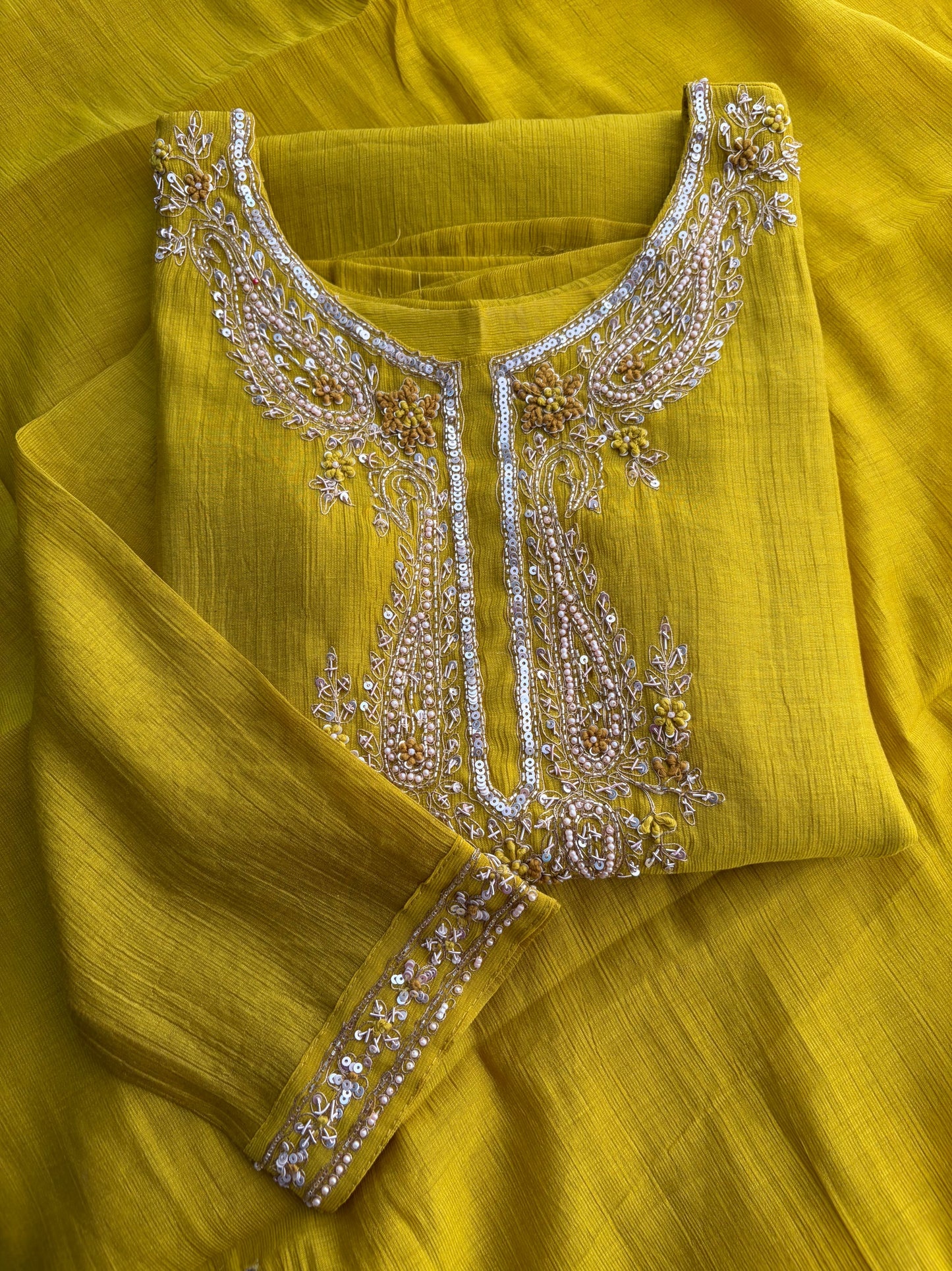 Yellow Embroidered Ethnic Kurta Set for Women with Pants & Dupatta | Party & Traditional Wear