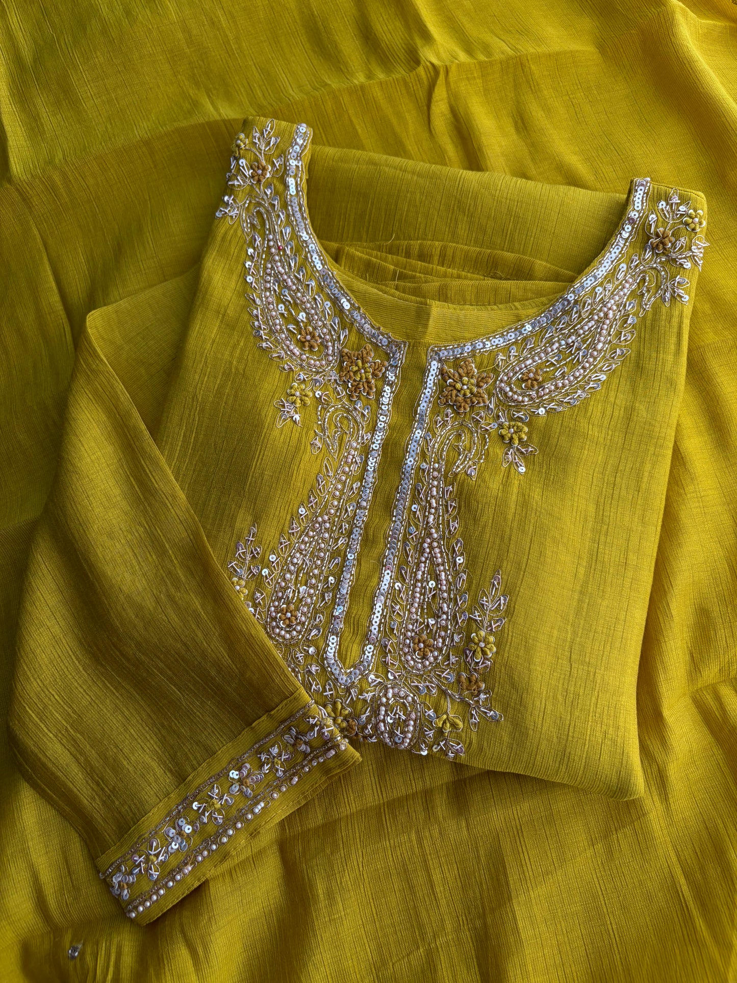 Yellow Embroidered Ethnic Kurta Set for Women with Pants & Dupatta | Party & Traditional Wear