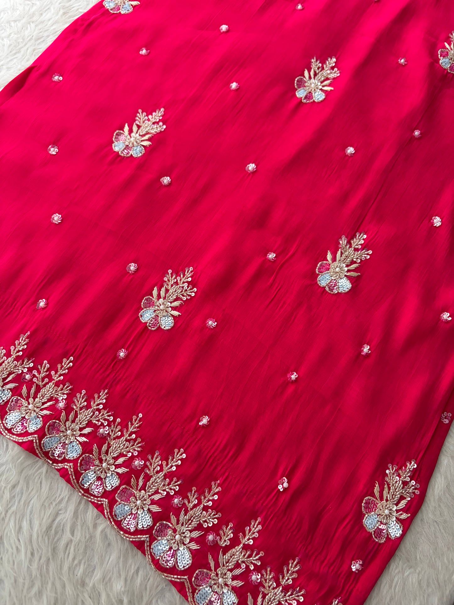 Pink Zardozi Embroidered Ethnic Kurta Set for Women with Dupatta & Pants | Festive Party Wear Suit Set