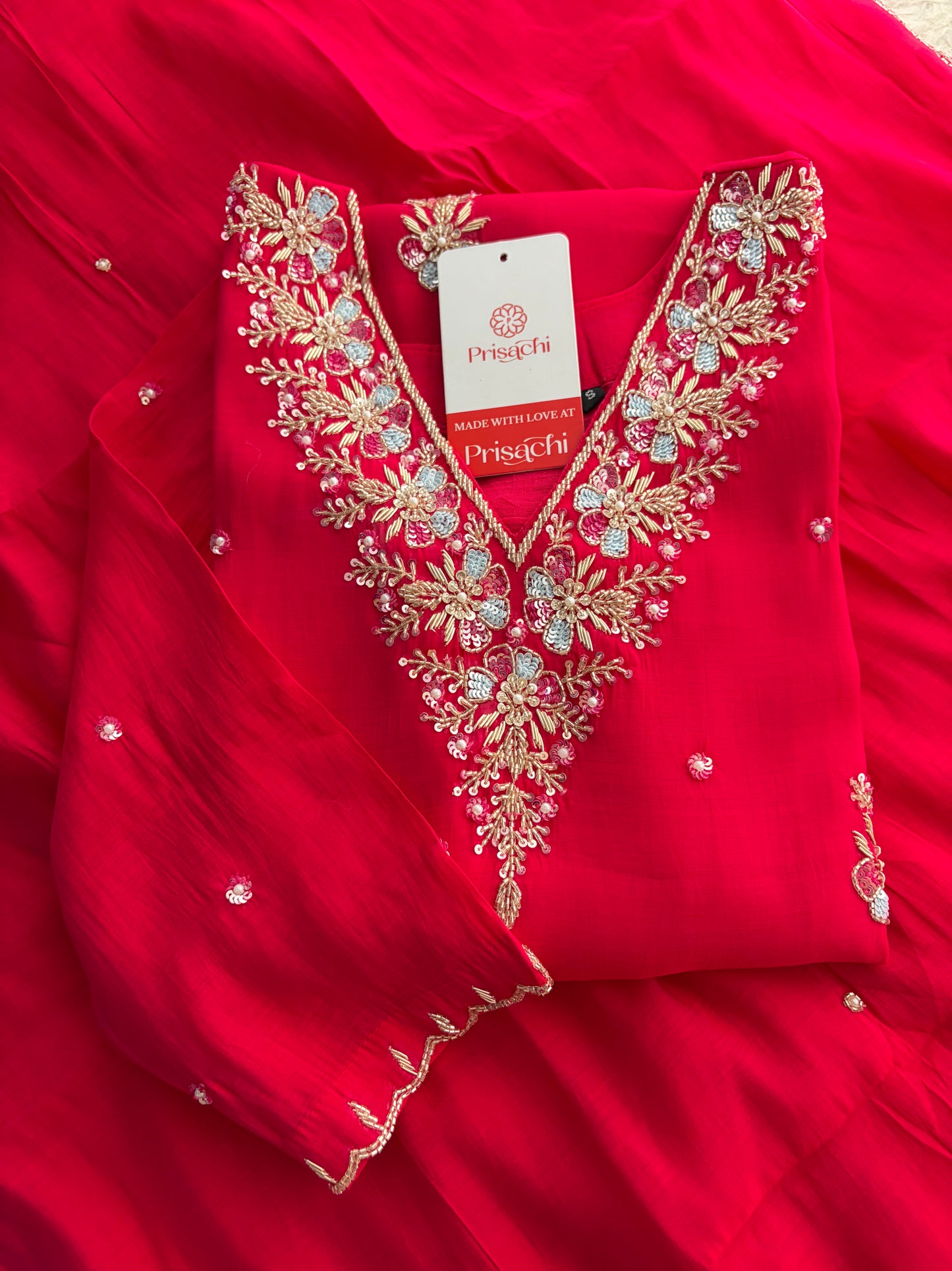 Pink Zardozi Embroidered Ethnic Kurta Set for Women with Dupatta & Pants | Festive Party Wear Suit Set