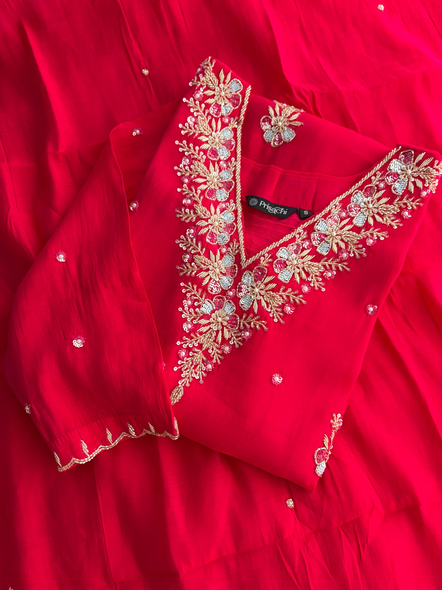 Pink Zardozi Embroidered Ethnic Kurta Set for Women with Dupatta & Pants | Festive Party Wear Suit Set