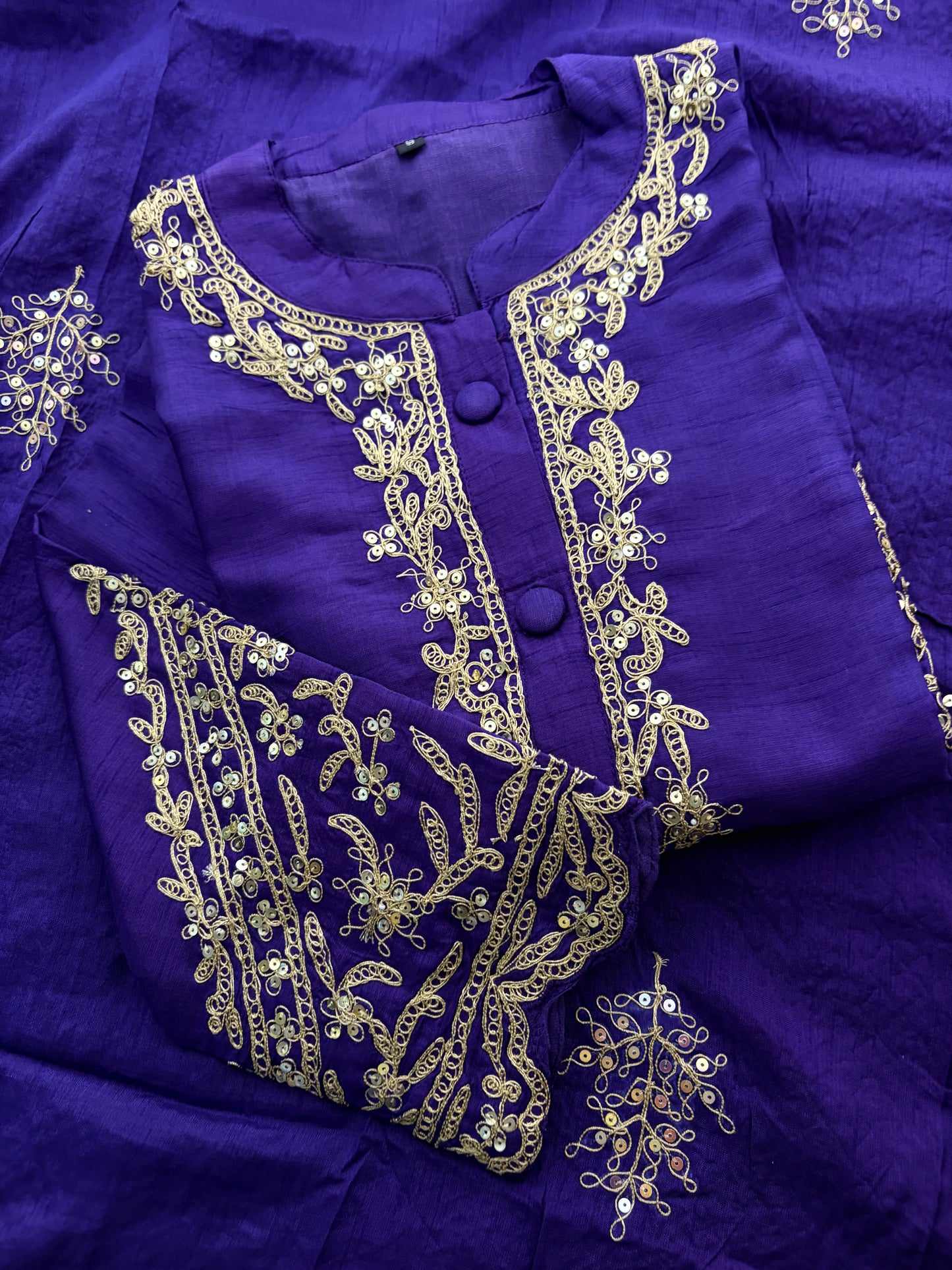 Purple Embroidered Ethnic Kurta Set With Multicolored Dupatta and Pants | Traditional Festive Wear Suit Set