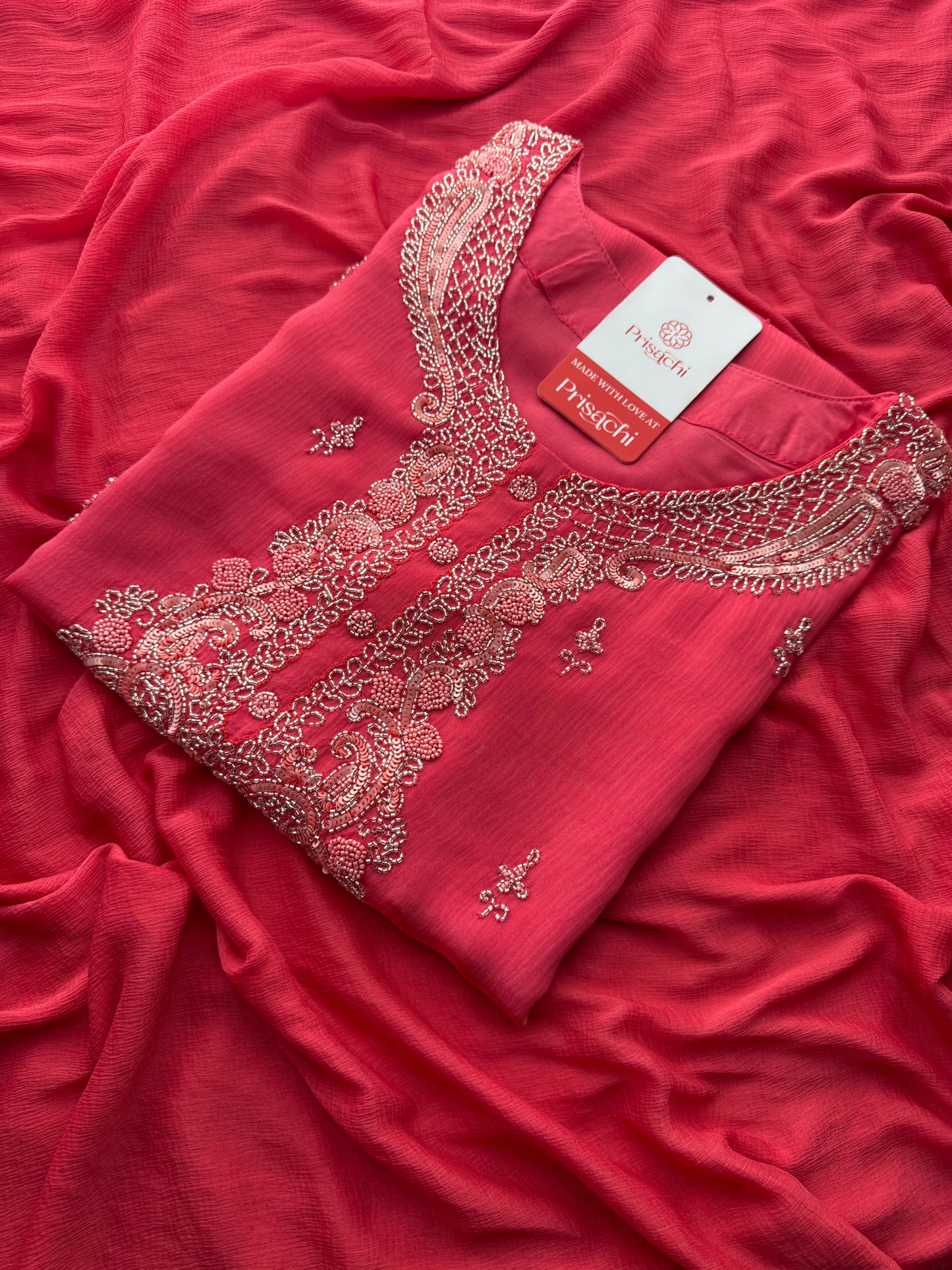 Pink Zardozi Embroidered Ethnic Kurti Sharara Set with Dupatta | Designer Suit Set