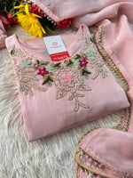 Prisachi Pink Embroidered kurta bottom with dupatta