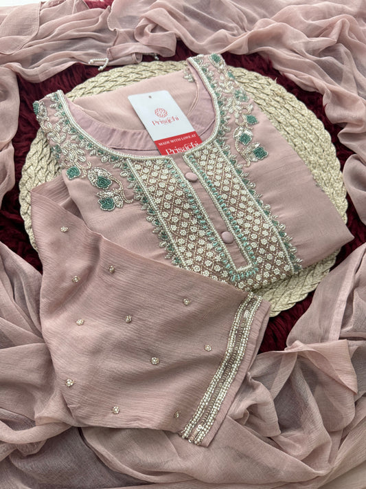 Lavender Zardozi Embroidered Ethnic Kurti Sharara Set with Dupatta | Designer Festive Suit Set