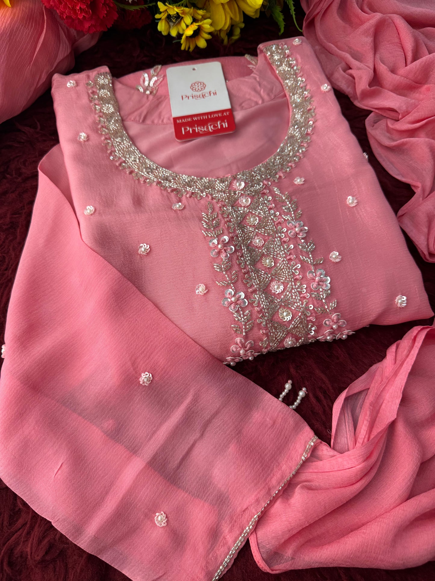 Pink Zardozi Embroidered Kurti Sharara Set with Dupatta | Designer Ethnic Suit Set