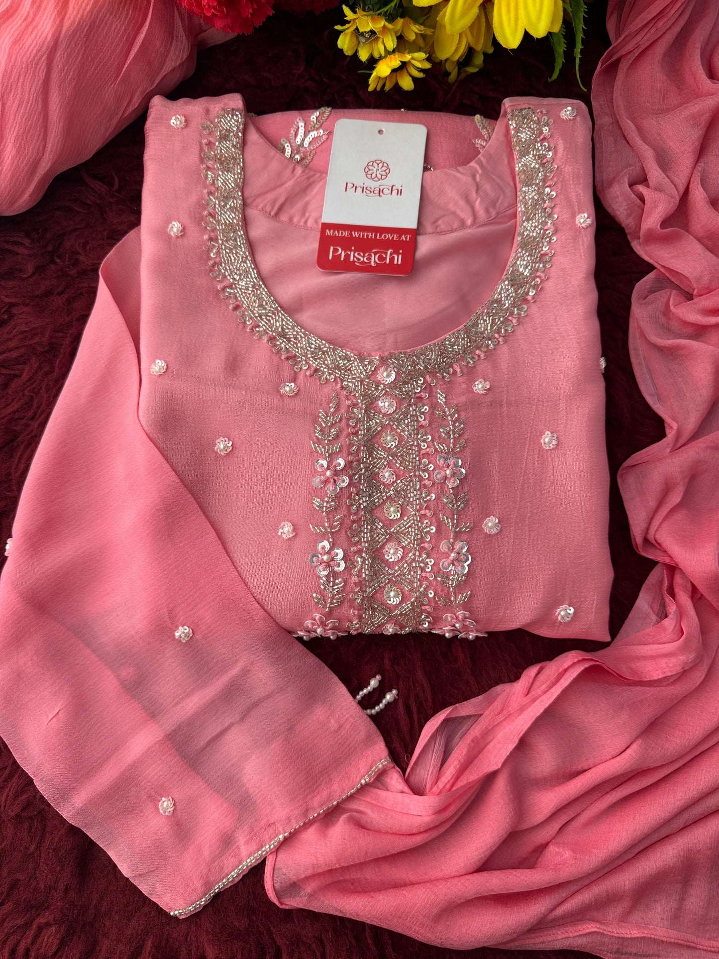 Pink Zardozi Embroidered Kurti Sharara Set with Dupatta | Designer Ethnic Suit Set