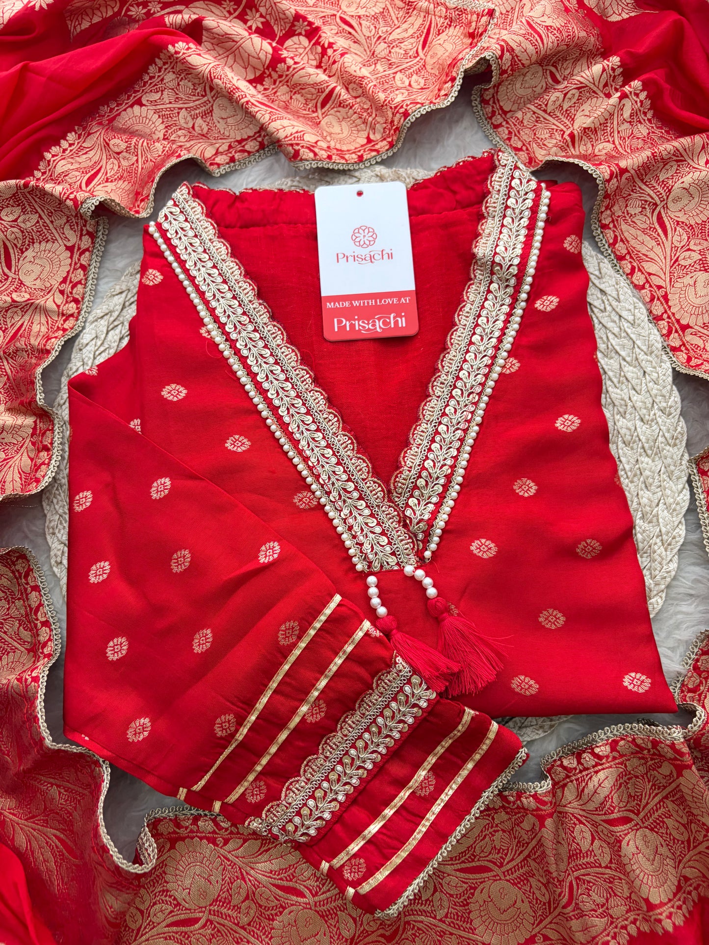 Designer Embroidered Ethnic Kurta Set for Women with Banarasi Dupatta & Pants | Traditional Festive Wear Suit set