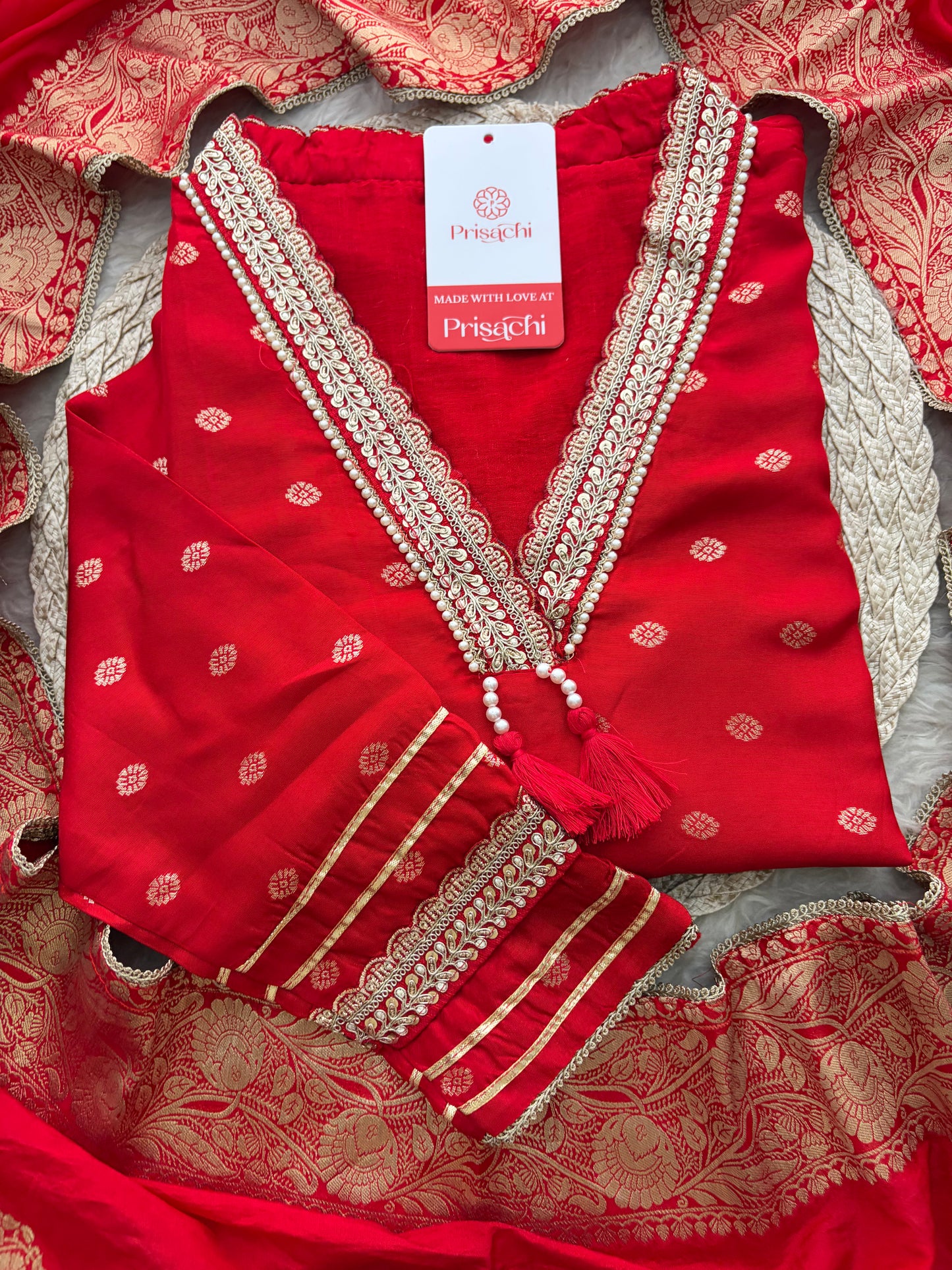 Designer Embroidered Ethnic Kurta Set for Women with Banarasi Dupatta & Pants | Traditional Festive Wear Suit set