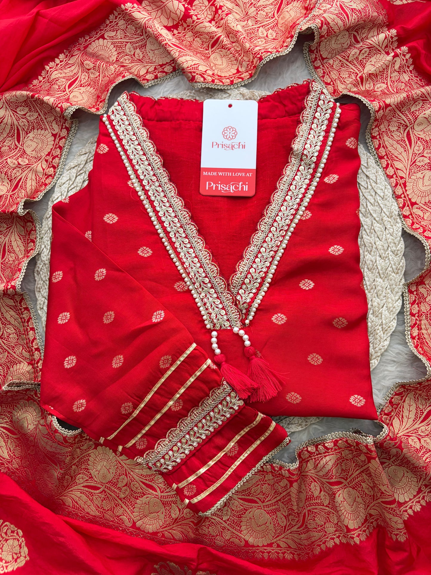 Designer Embroidered Ethnic Kurta Set for Women with Banarasi Dupatta & Pants | Traditional Festive Wear Suit set