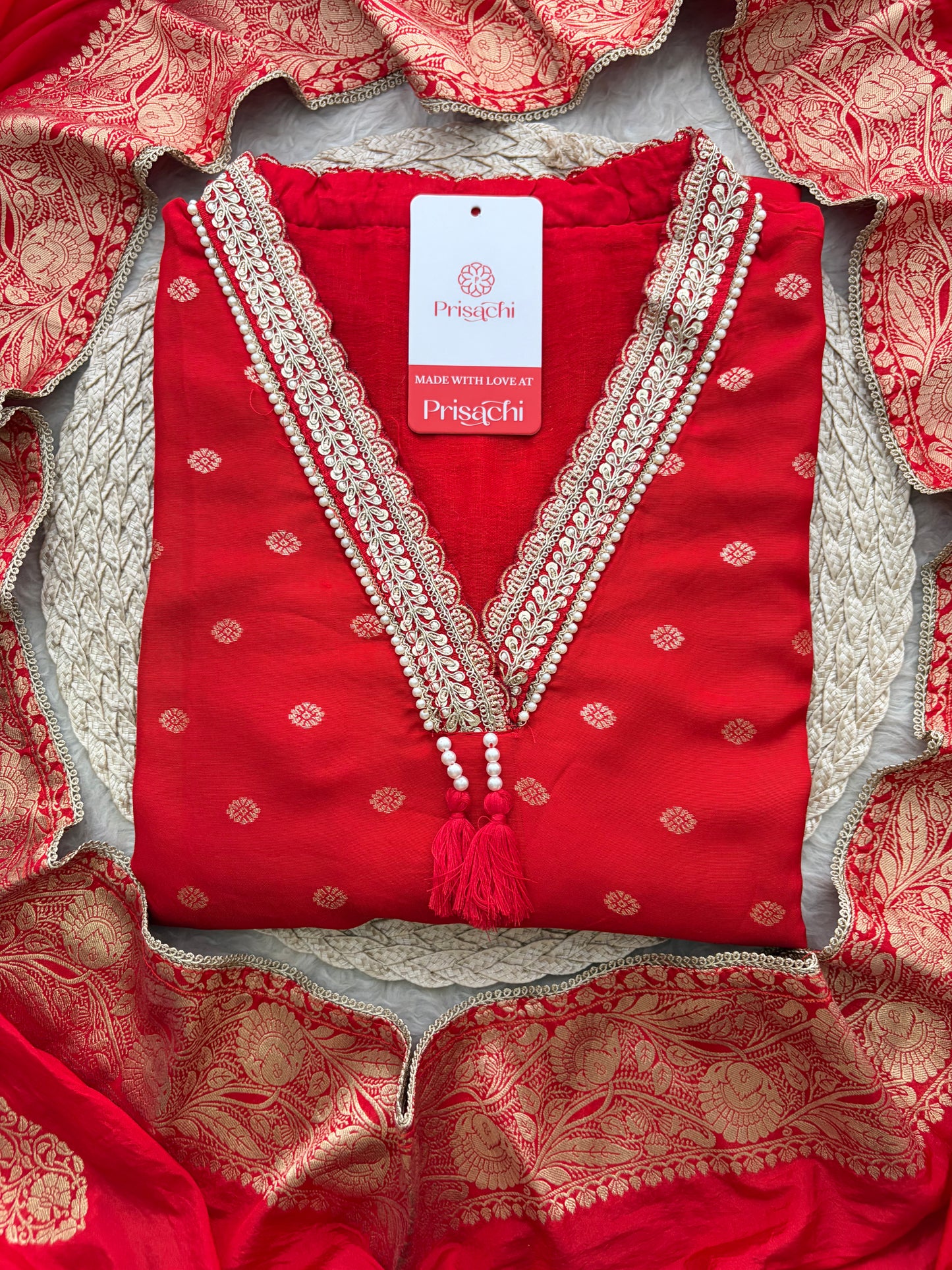 Designer Embroidered Ethnic Kurta Set for Women with Banarasi Dupatta & Pants | Traditional Festive Wear Suit set