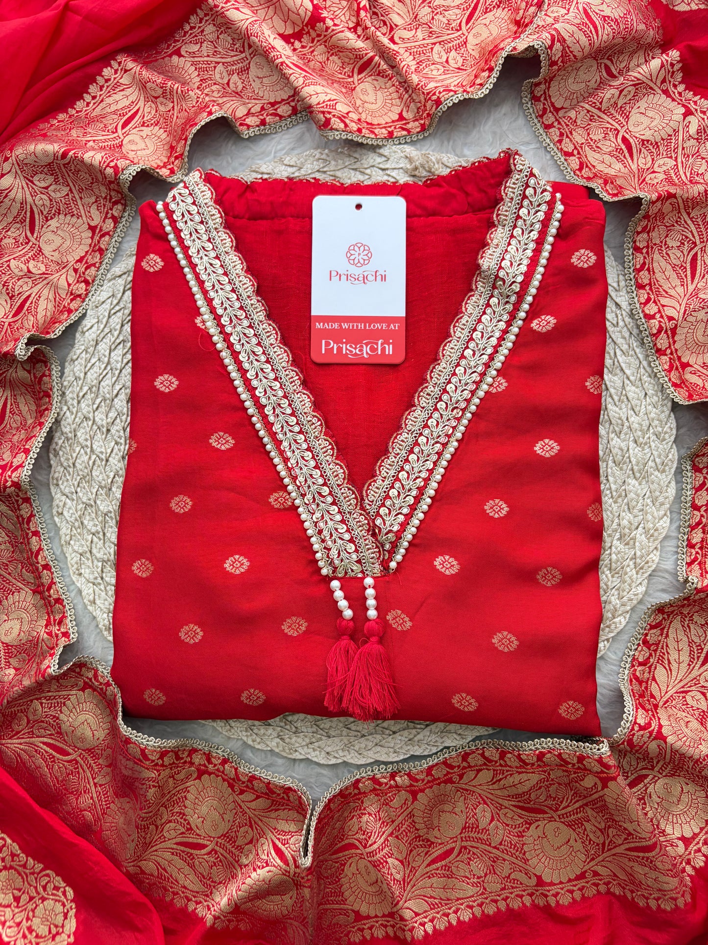 Designer Embroidered Ethnic Kurta Set for Women with Banarasi Dupatta & Pants | Traditional Festive Wear Suit set