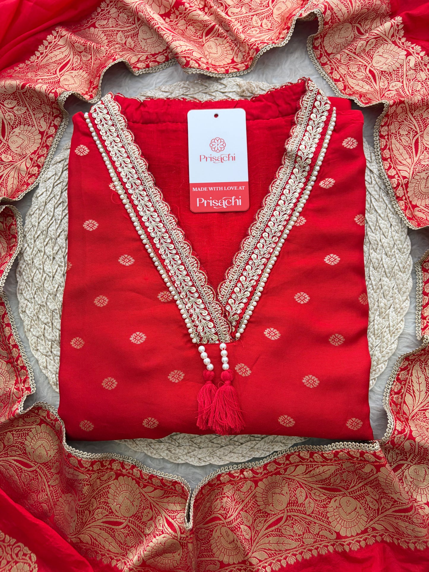 Designer Embroidered Ethnic Kurta Set for Women with Banarasi Dupatta & Pants | Traditional Festive Wear Suit set