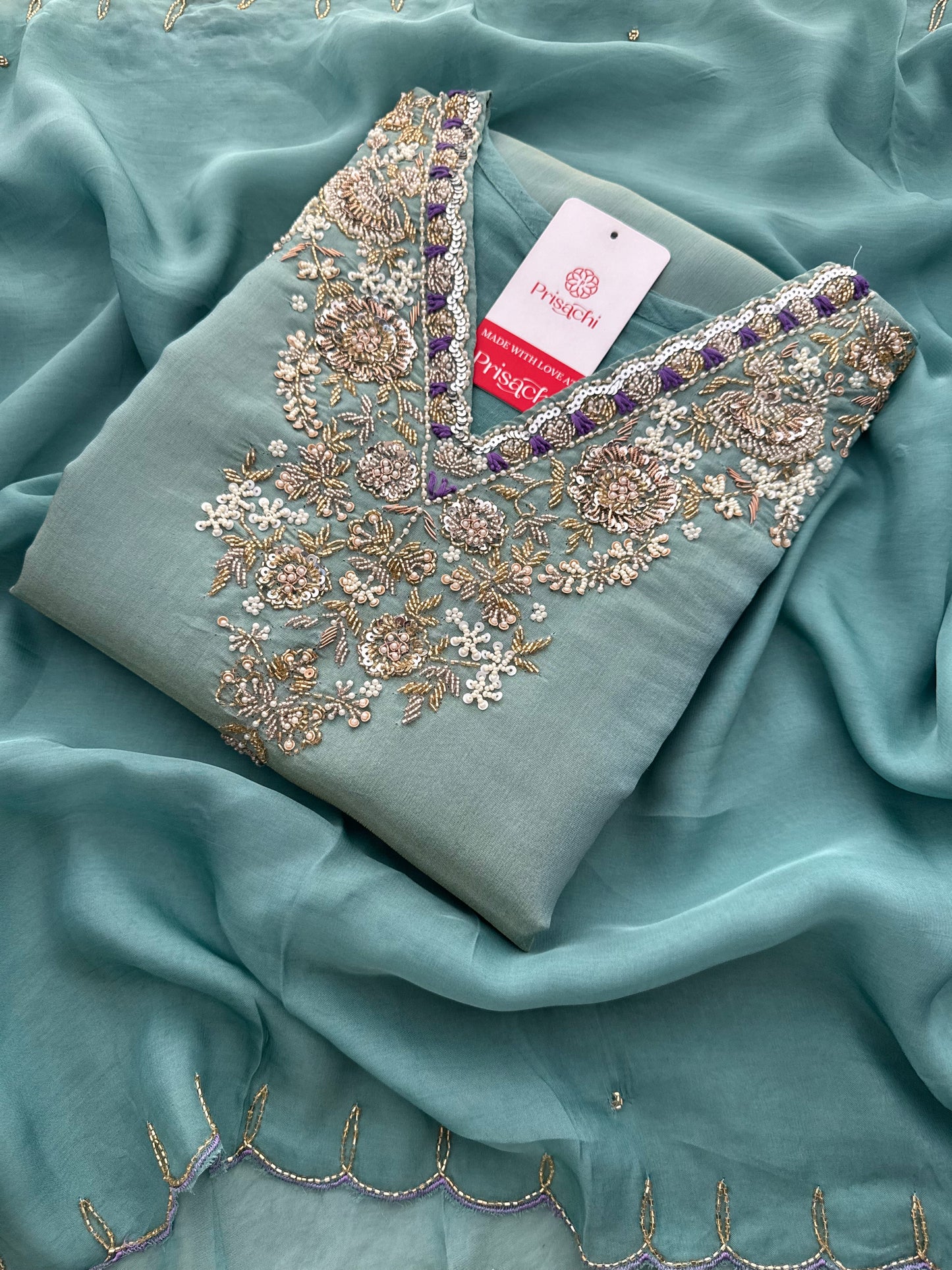 Designer Zardozi Embroidered Kurta Set with Pants & Dupatta for Women | Traditional Ethnic Party Wear Suit Set