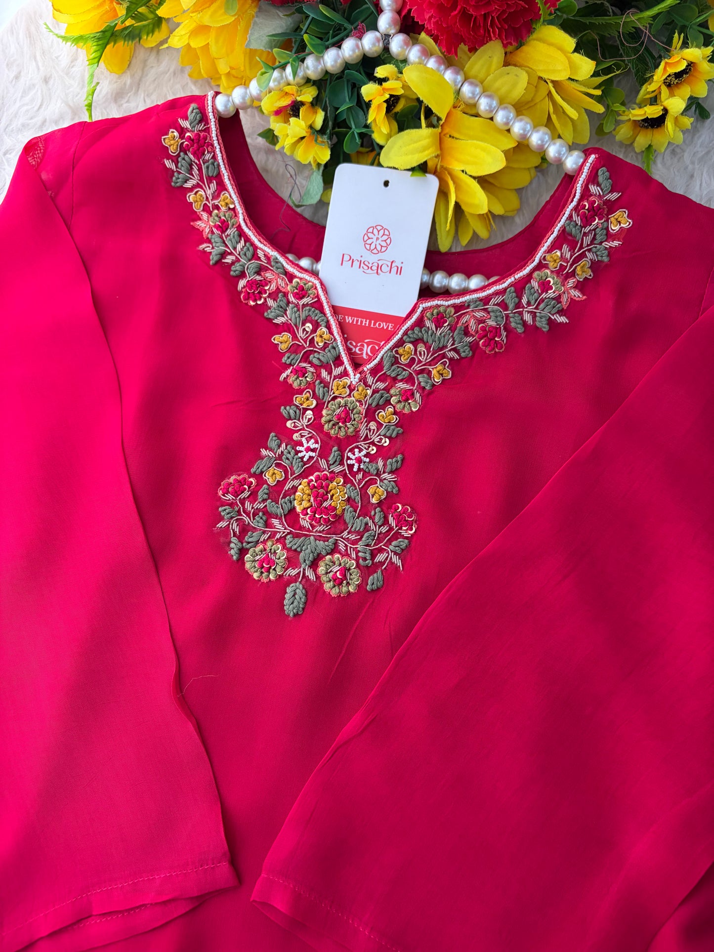 Pink Zardozi Embroidered Kurta Set for with Broad Antique Gold Hem Border, Pants & Dupatta | Traditional Ethnic Suit
