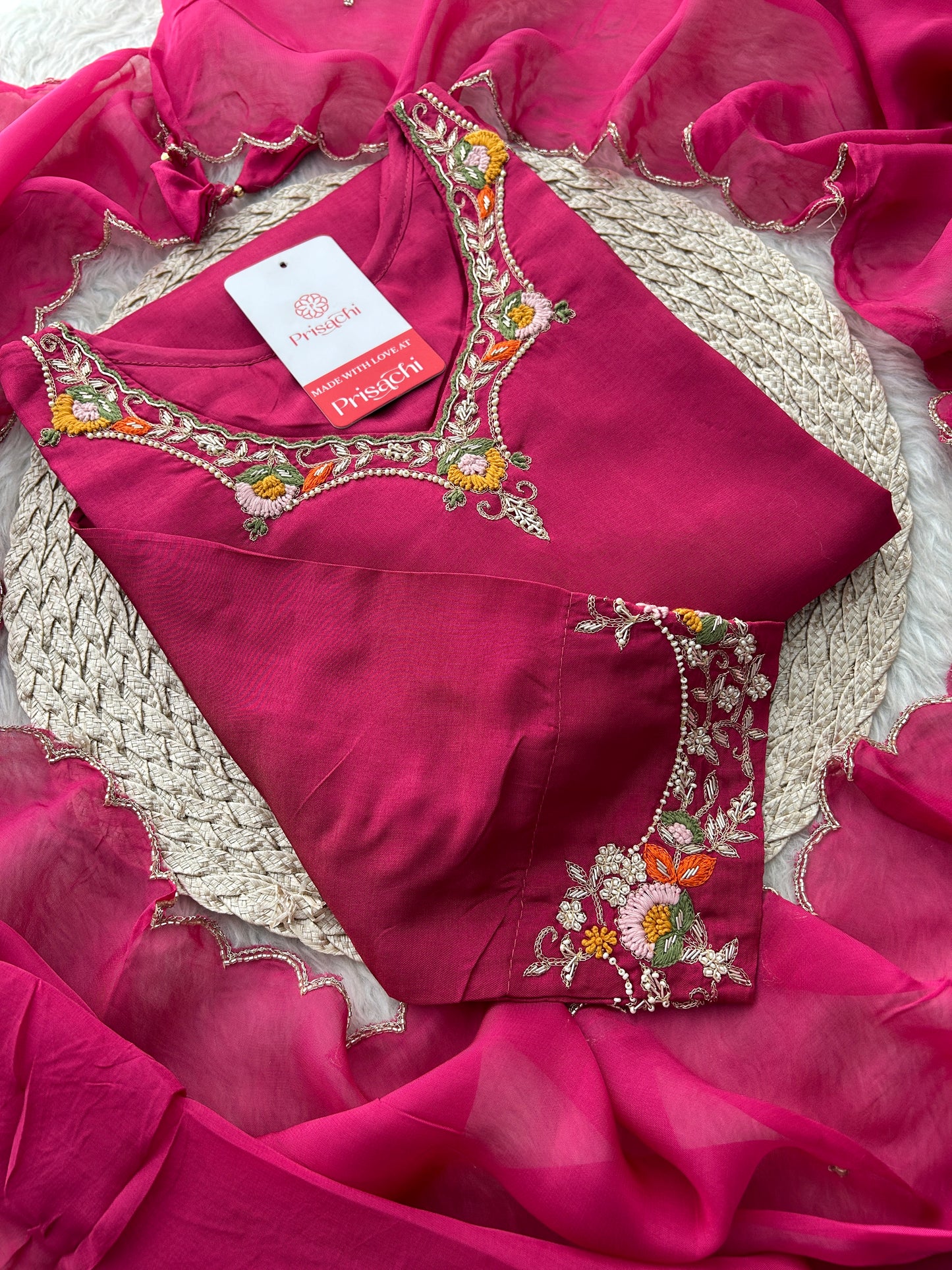 Pink Embroidered Kurta Set for Women with Pants & Dupatta | Traditional Ethnic Wear