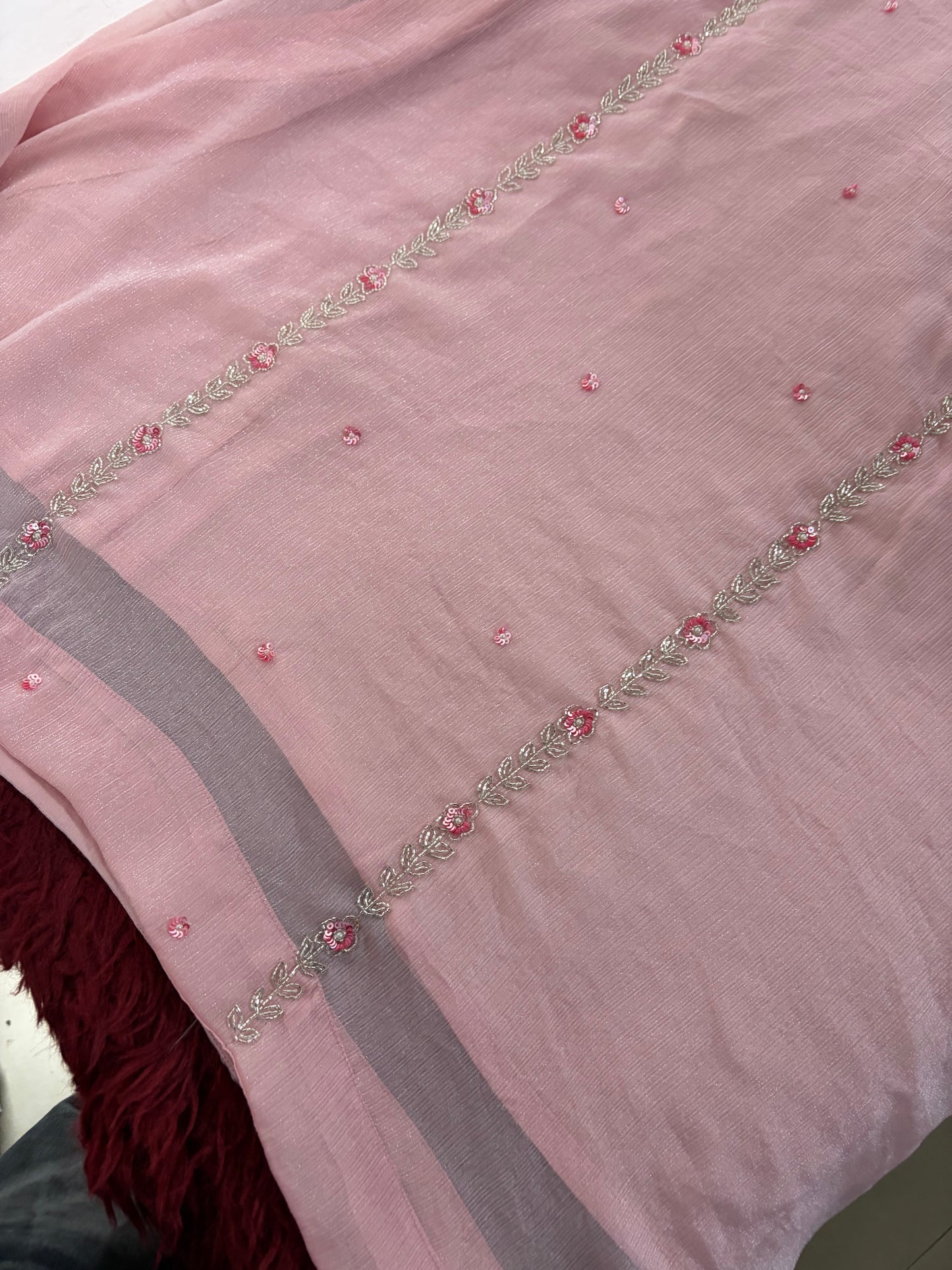 Baby Pink Embroidered A-Line Ethnic Kurta Set with Dupatta & Pants | Festive & Traditional Wear