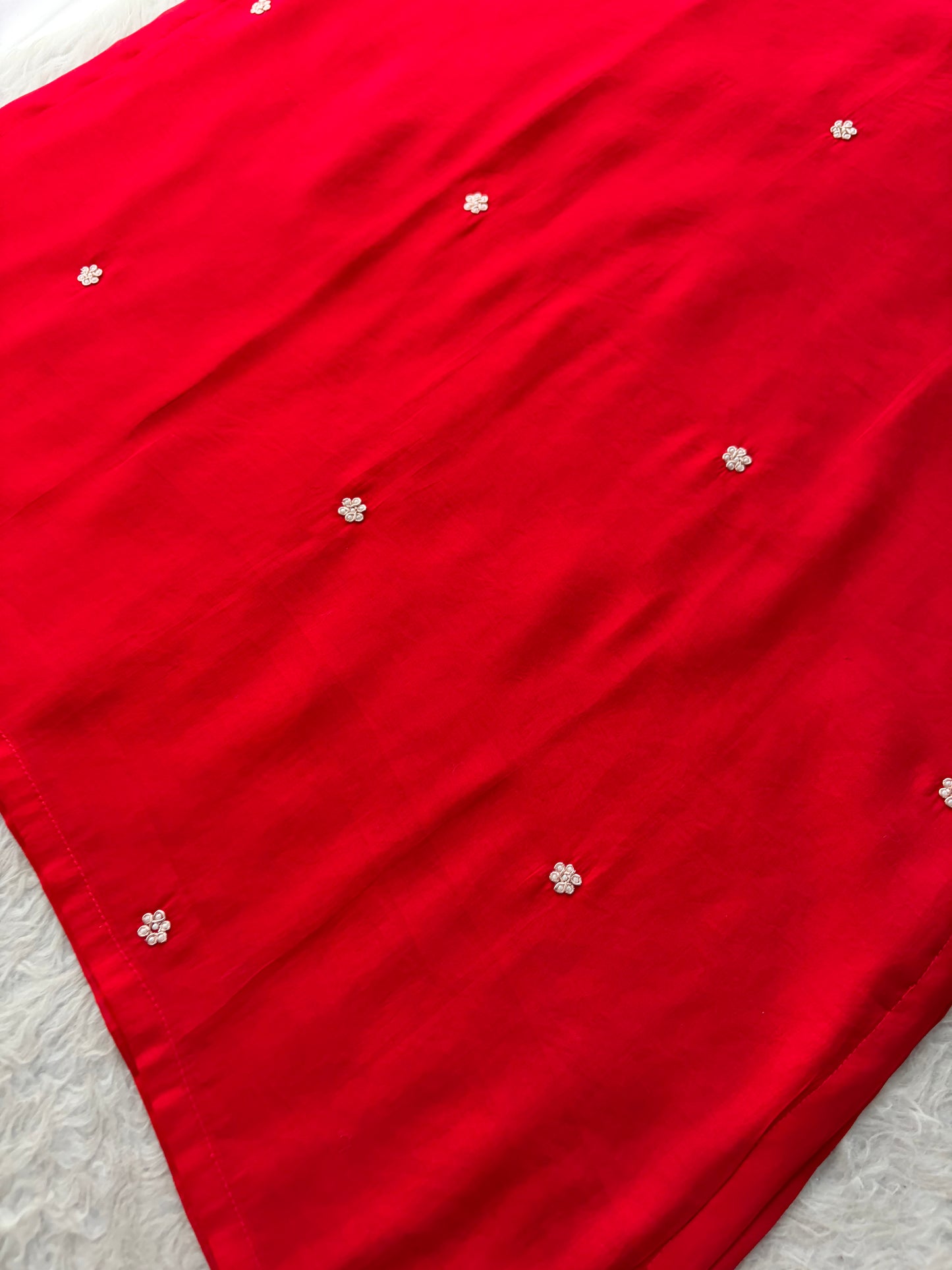 Royal Red Embroidered Straight Kurta Set with Dupatta and Pants
