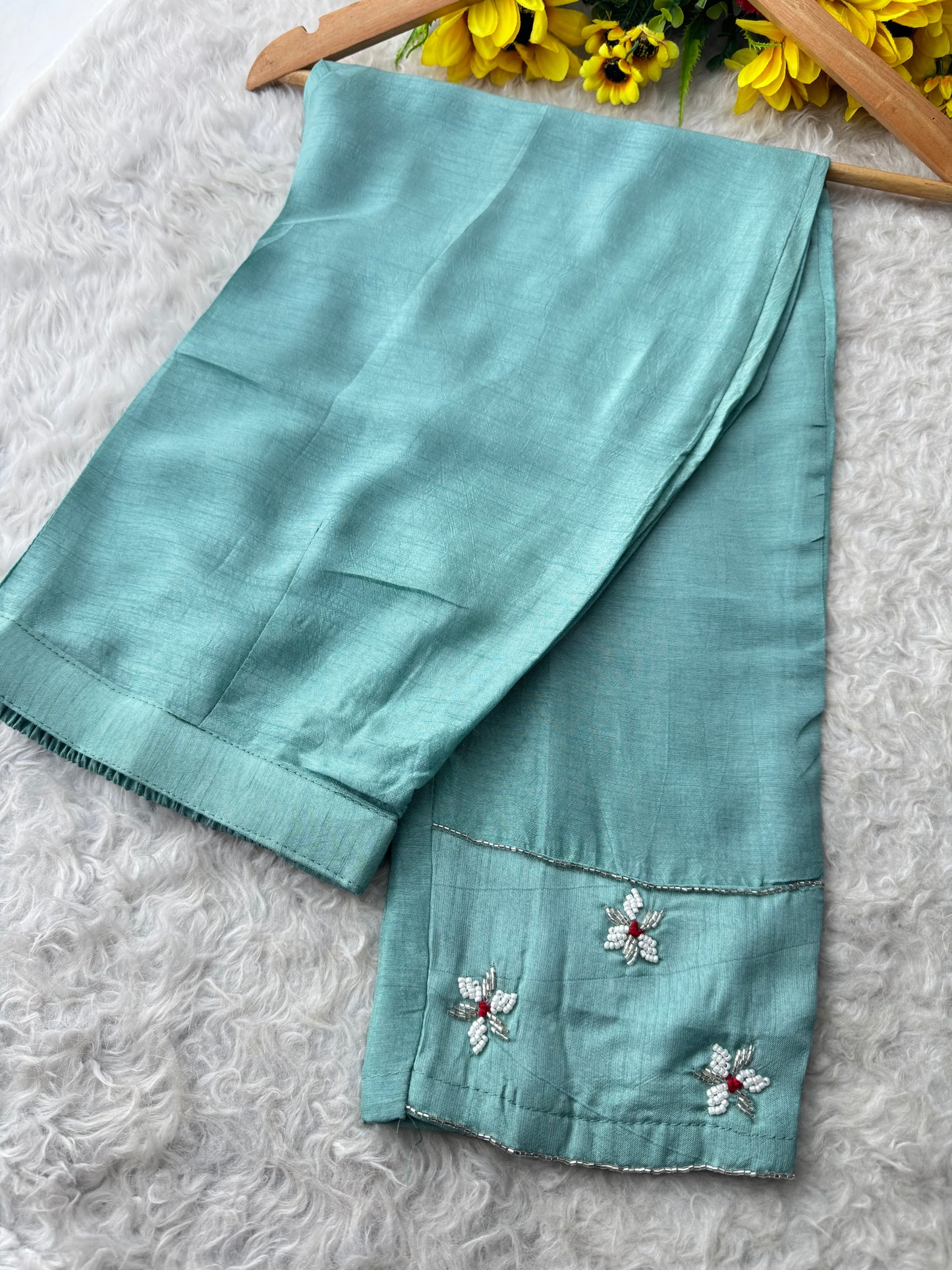 Sky Blue Zardozi Embroidered  Ethnic Kurta Set with Pants and Dupatta