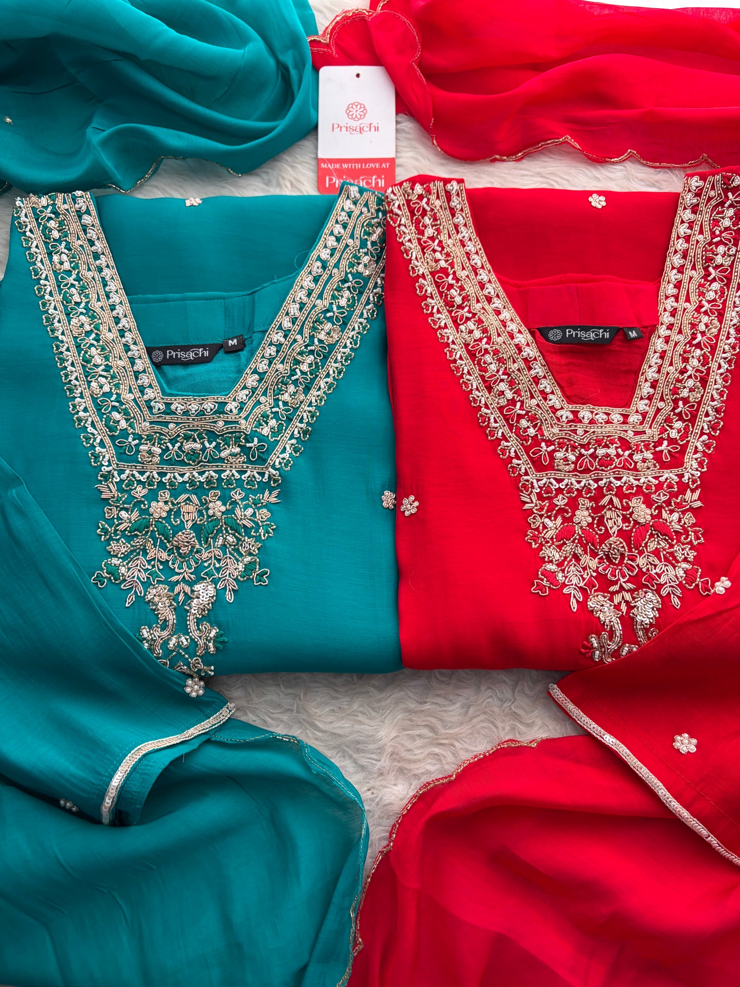 Designer Embroidered Straight Kurta Set with Dupatta and Pants