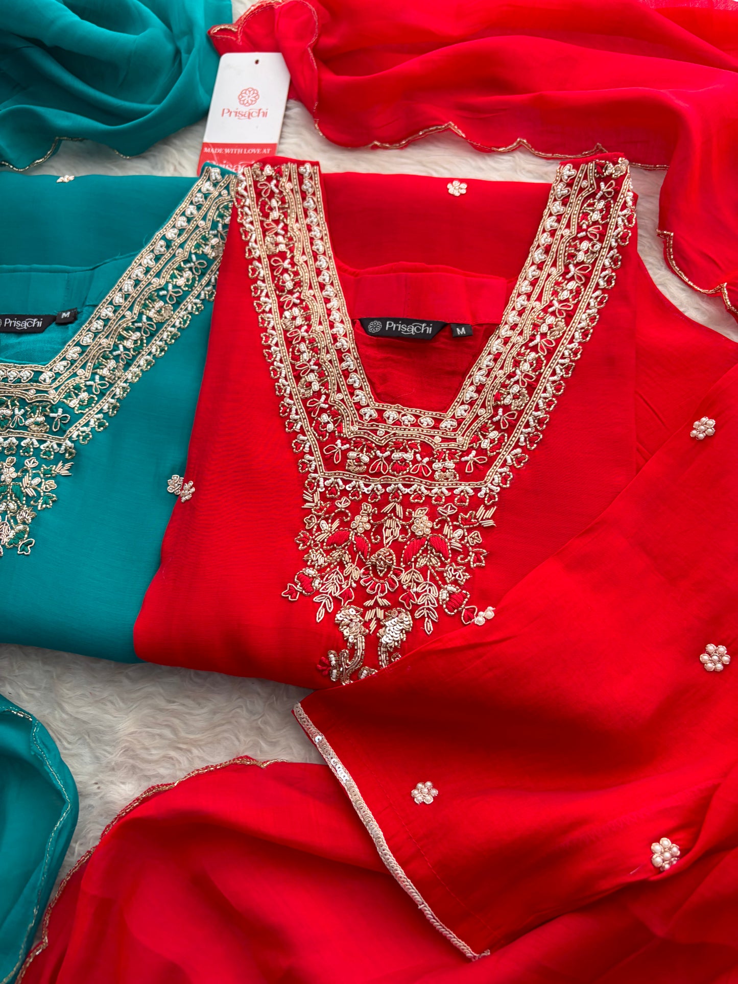 Designer Embroidered Straight Kurta Set with Dupatta and Pants