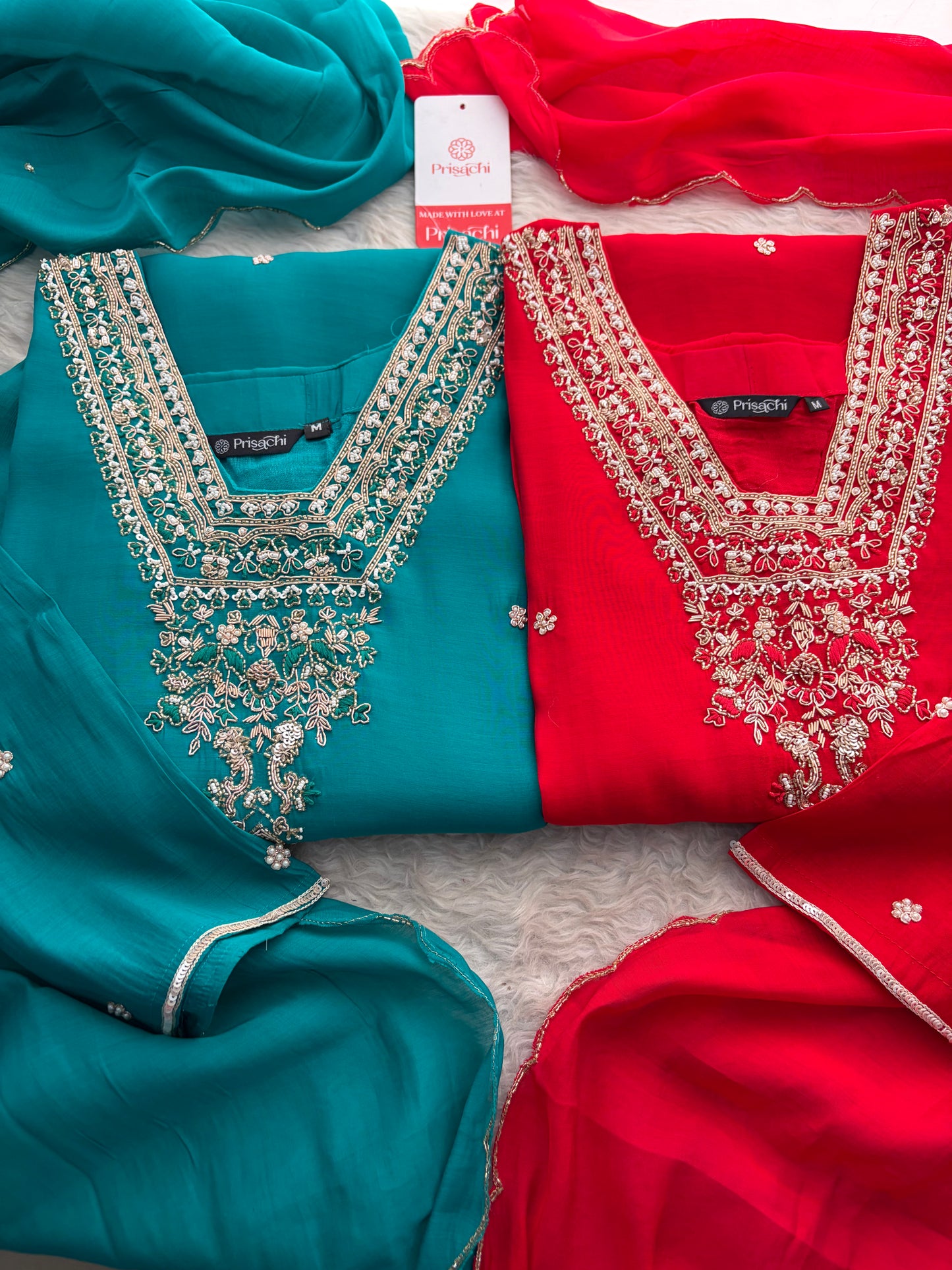 Designer Embroidered Straight Kurta Set with Dupatta and Pants