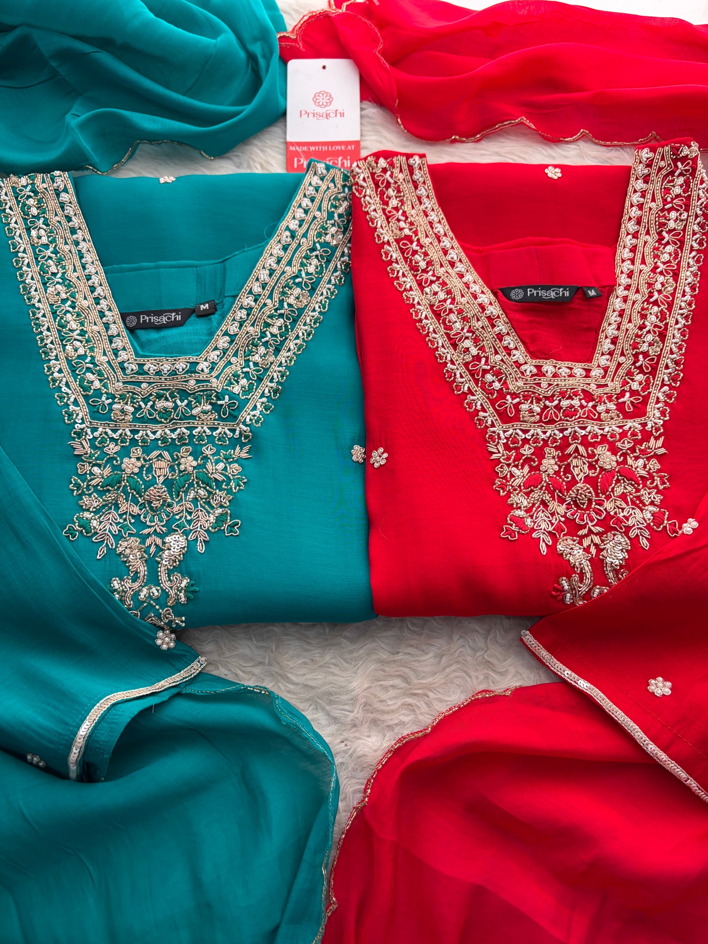 Designer Embroidered Straight Kurta Set with Dupatta and Pants