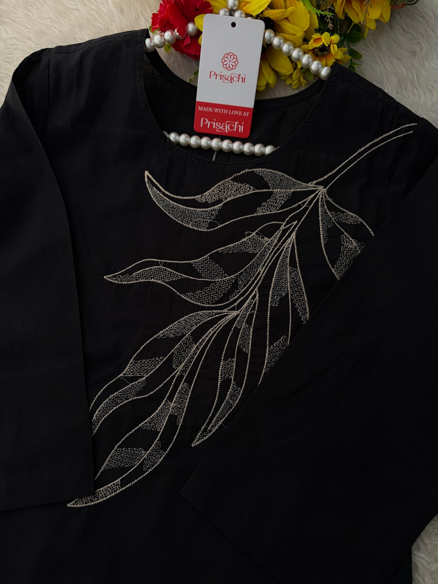 Elegant Black Embroidered Kurta Set , Palazzo Pants & Matching Dupatta | Daily Wear ,Office Wear Ethnic Outfit